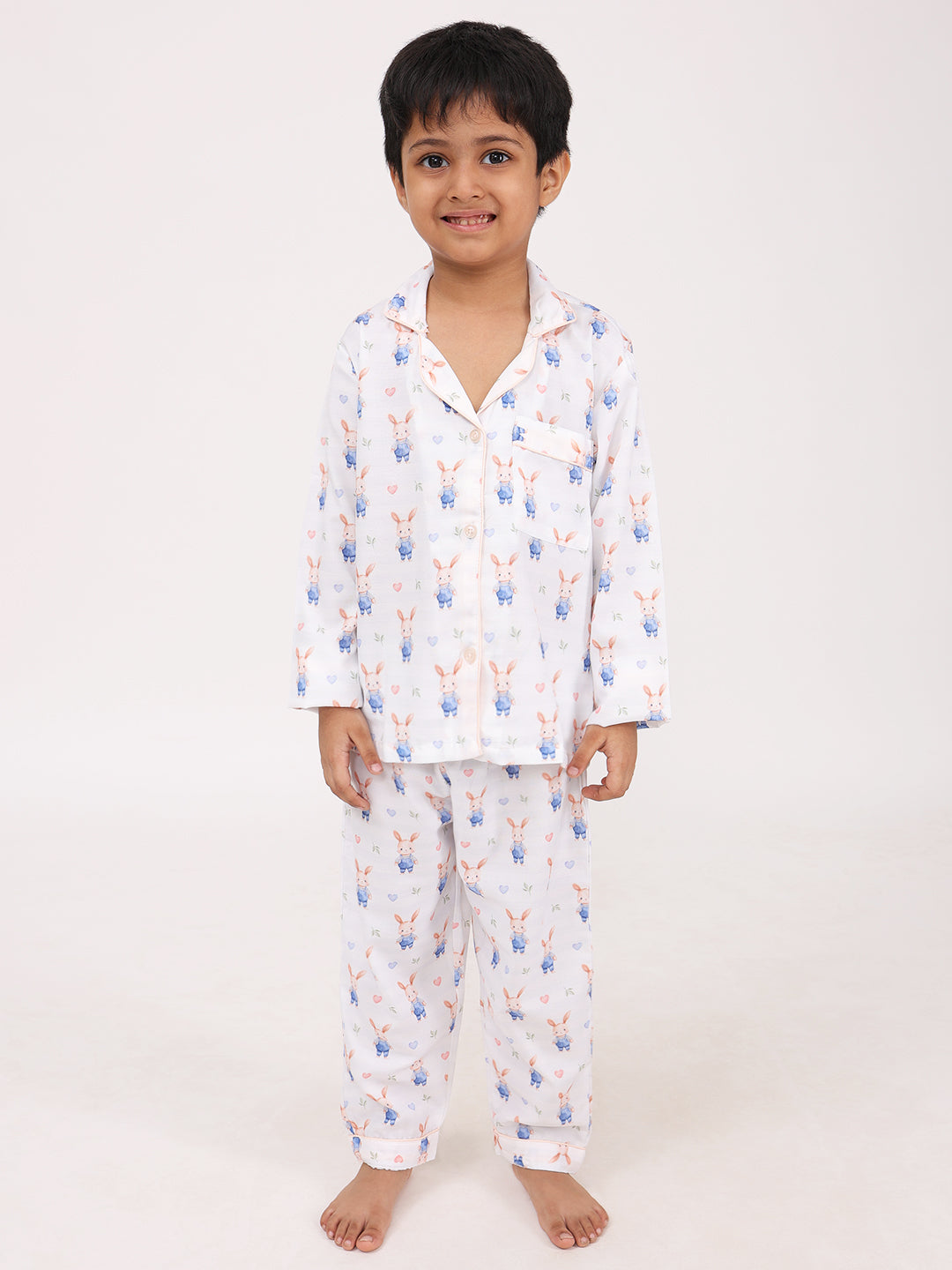 Biglilpeople Unisex Rayon Printed Full Sleeves Night Suit