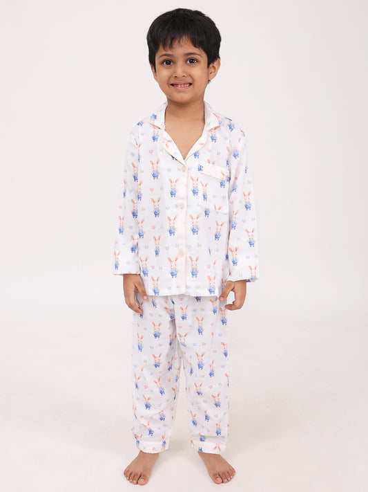 Biglilpeople Unisex Rayon Printed Full Sleeves Night Suit