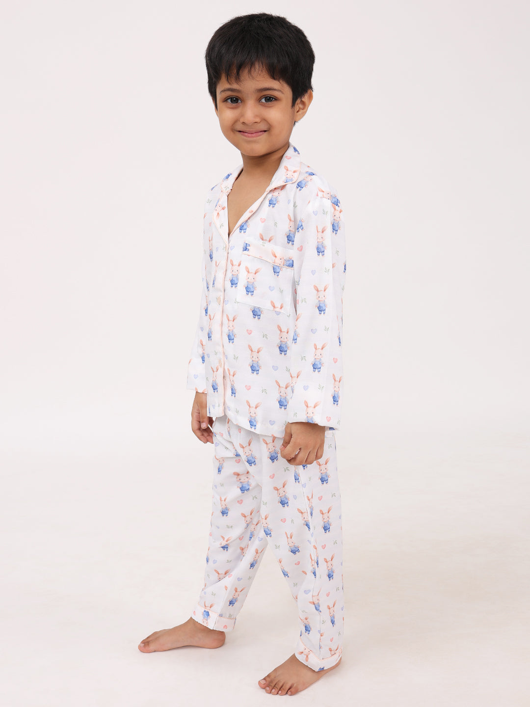 Biglilpeople Unisex Rayon Printed Full Sleeves Night Suit