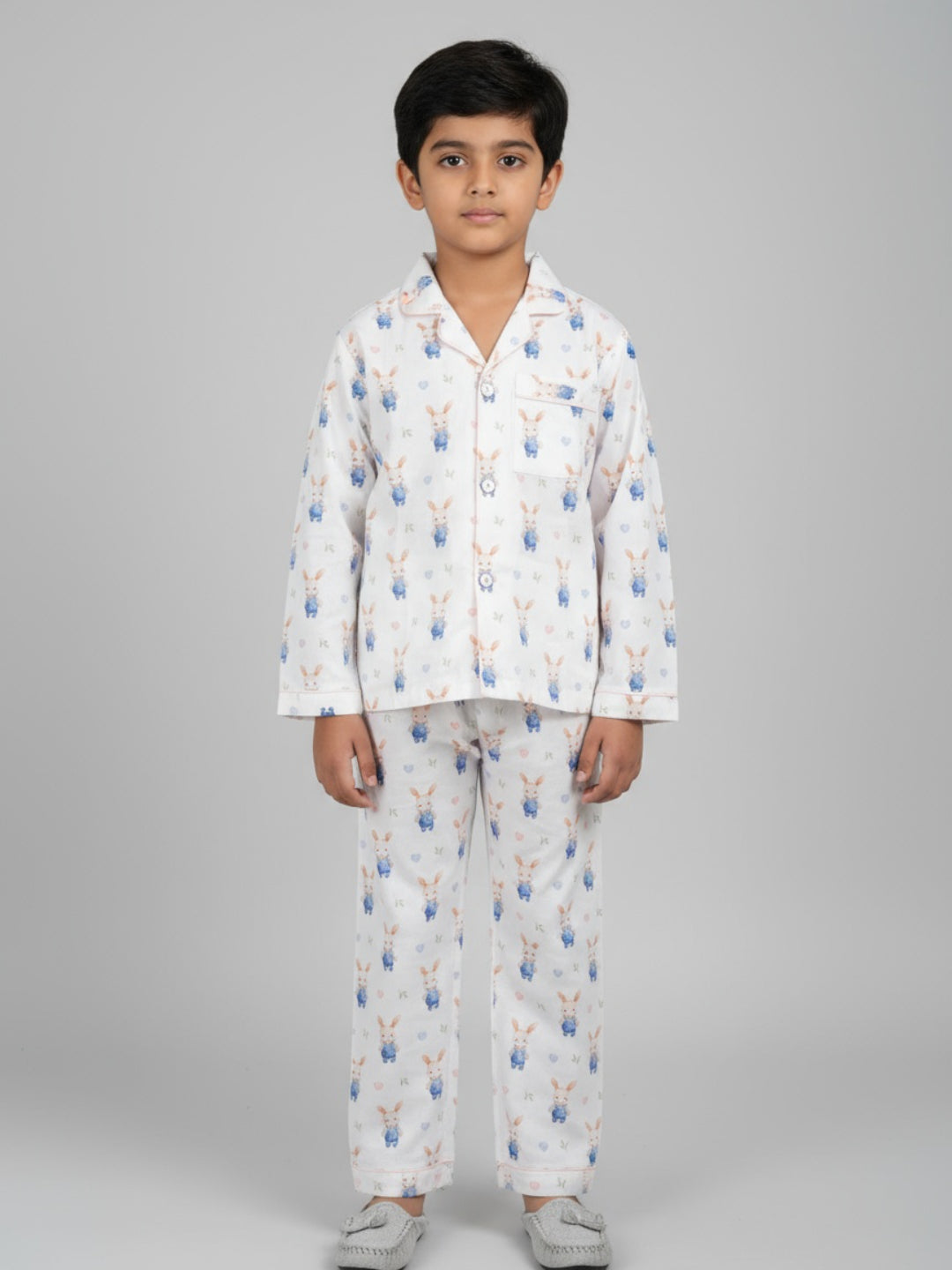 Biglilpeople Unisex Rayon Printed Full Sleeves Night Suit