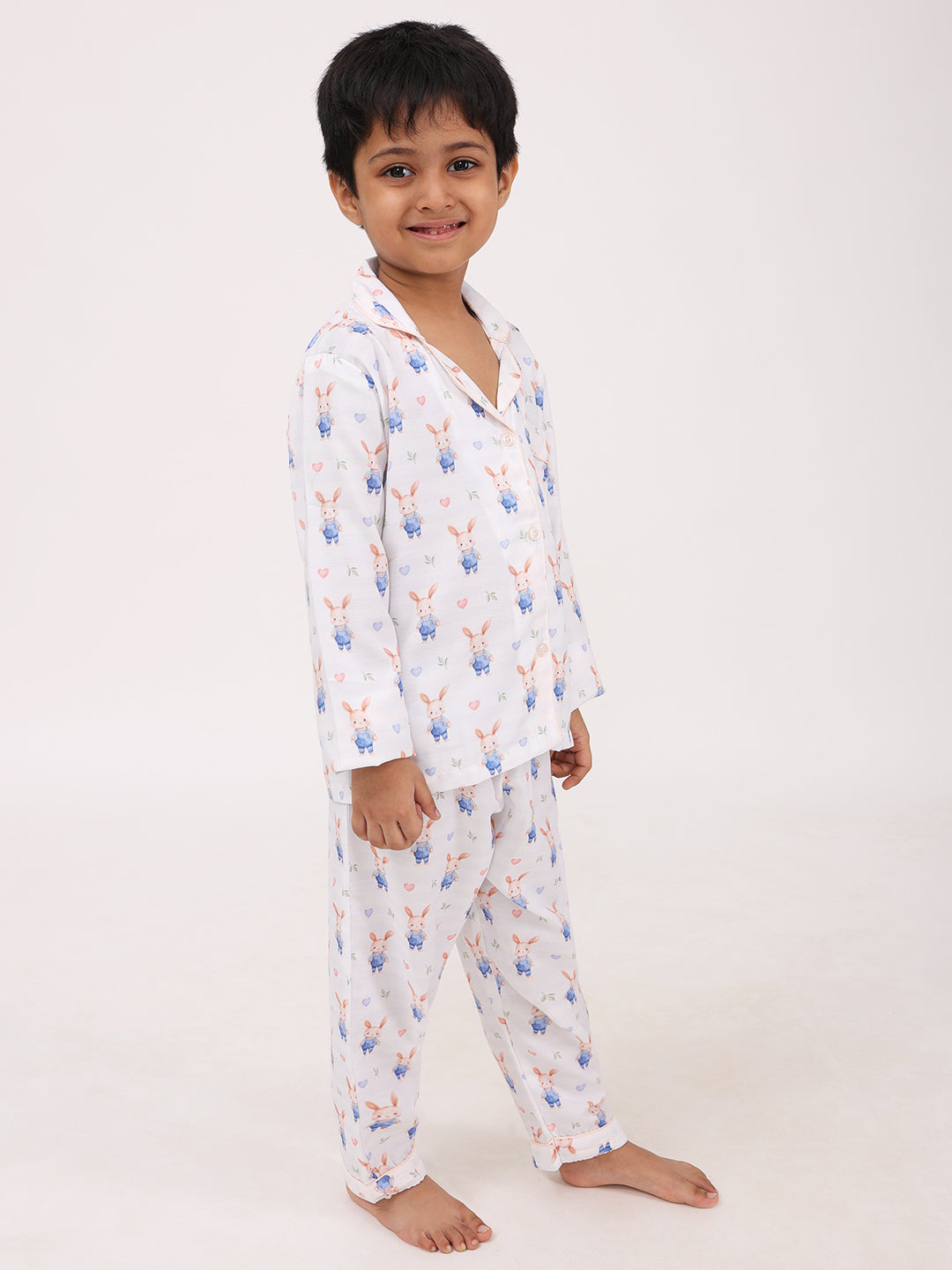 Biglilpeople Unisex Rayon Printed Full Sleeves Night Suit