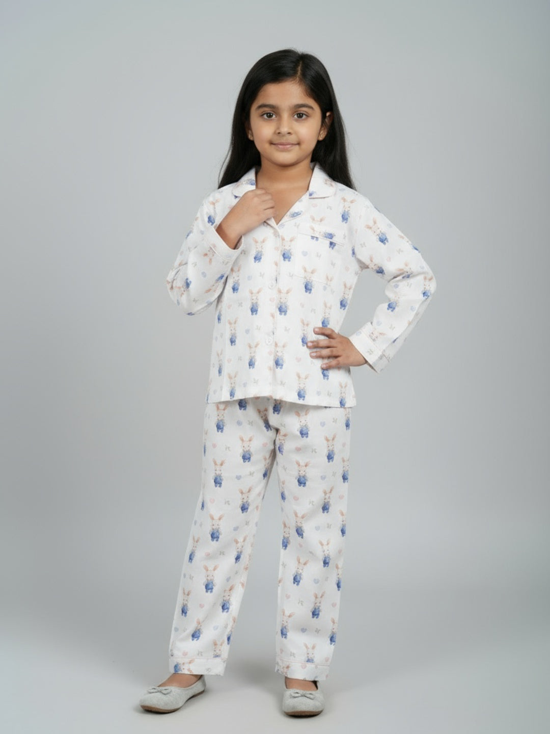 Biglilpeople Unisex Rayon Printed Full Sleeves Night Suit