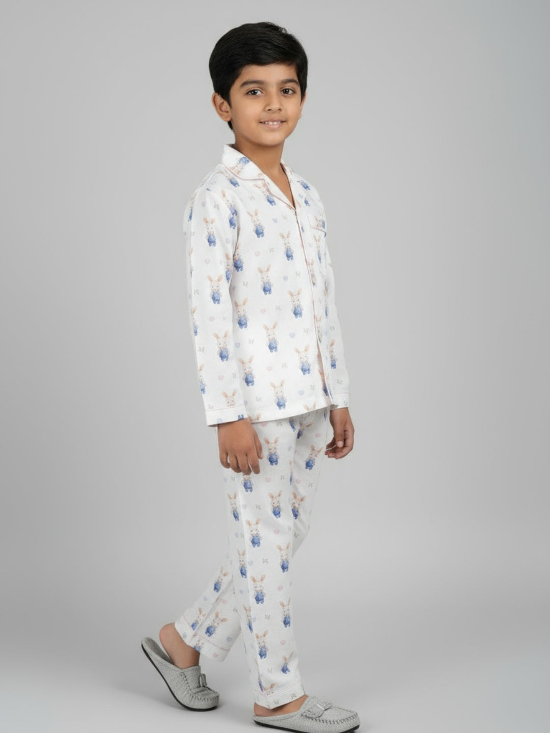 Biglilpeople Unisex Rayon Printed Full Sleeves Night Suit