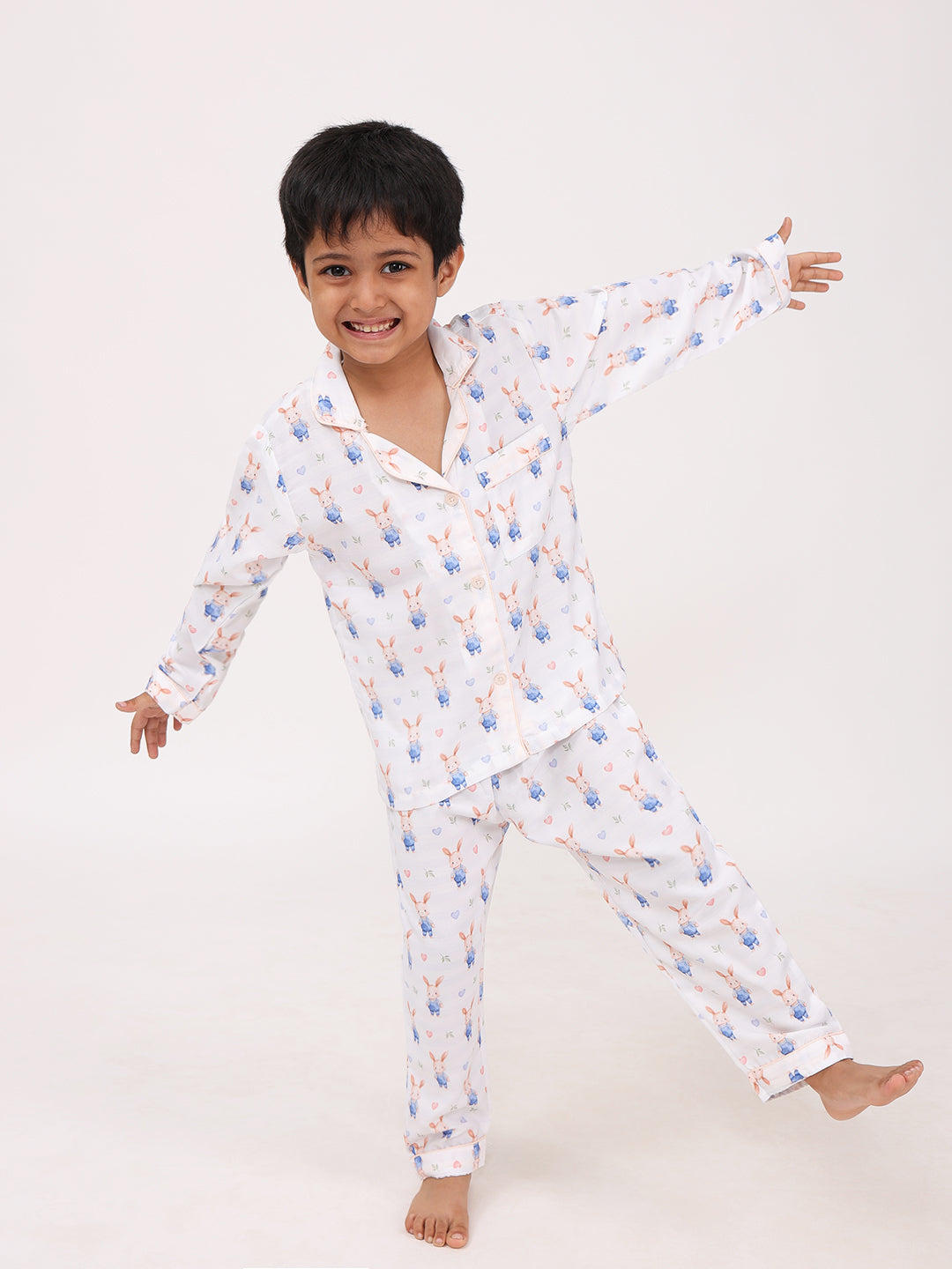 Biglilpeople Unisex Rayon Printed Full Sleeves Night Suit
