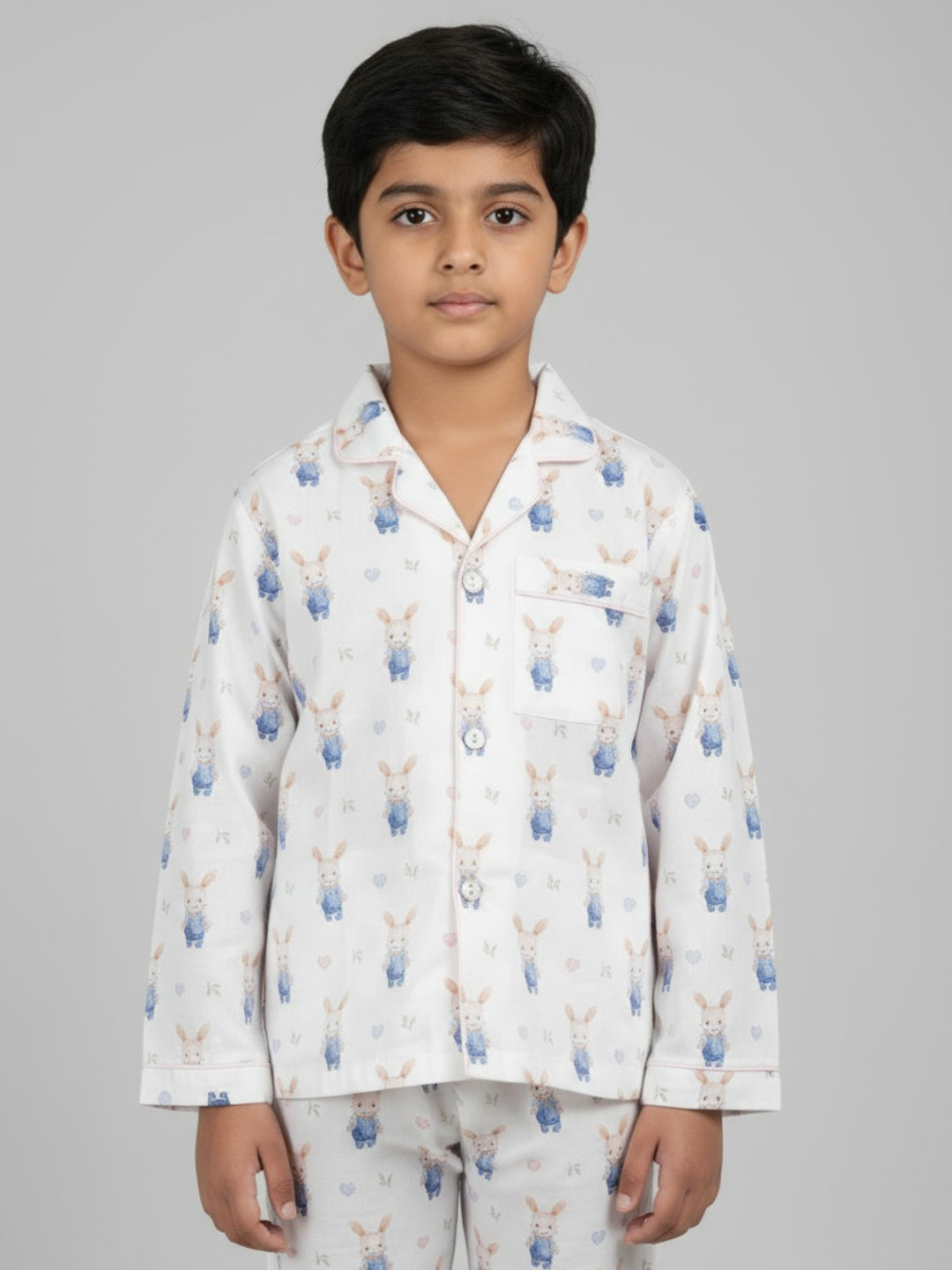 Biglilpeople Unisex Rayon Printed Full Sleeves Night Suit