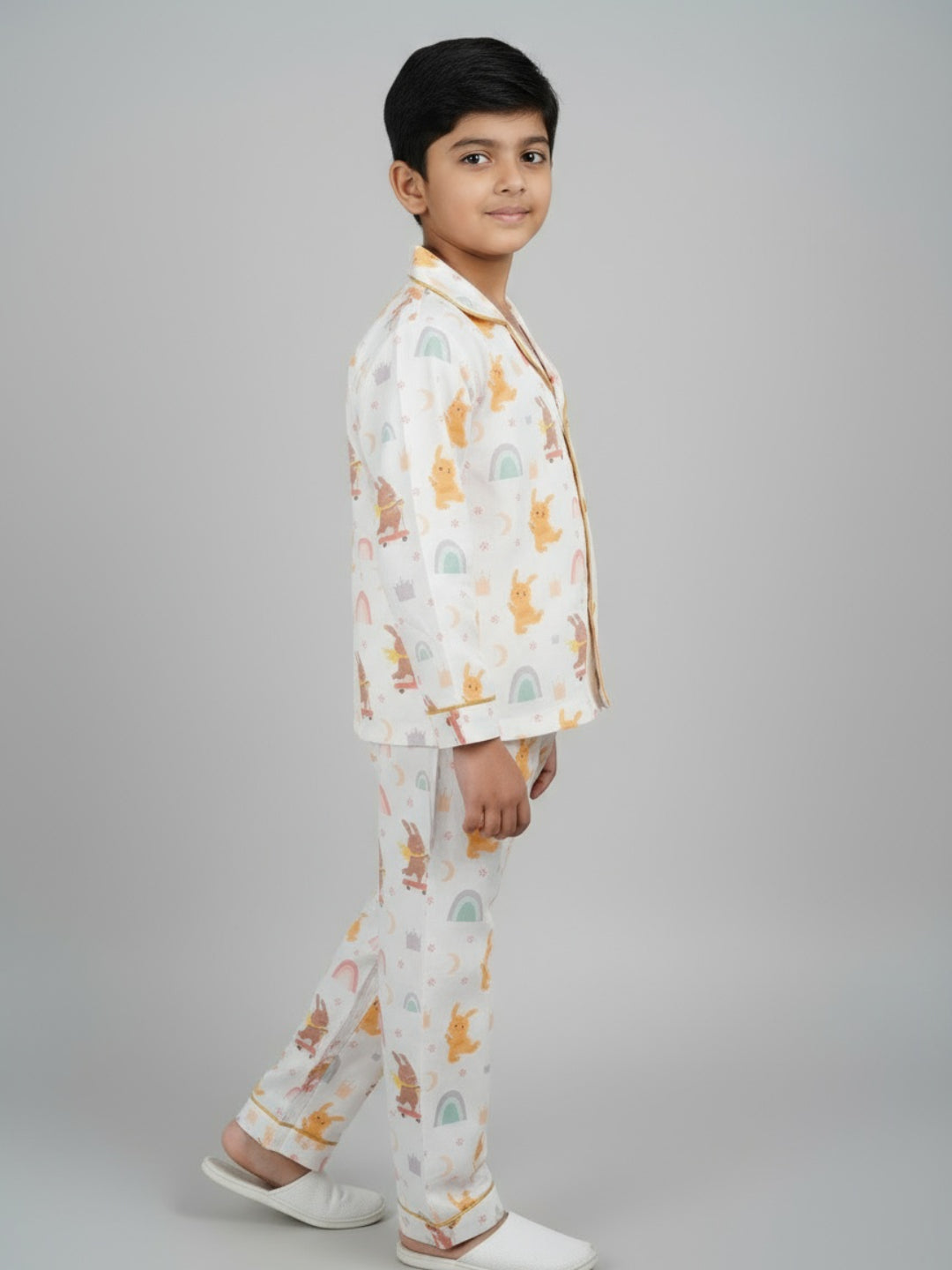 Biglilpeople Unisex Rayon Printed Full Sleeves Night Suit