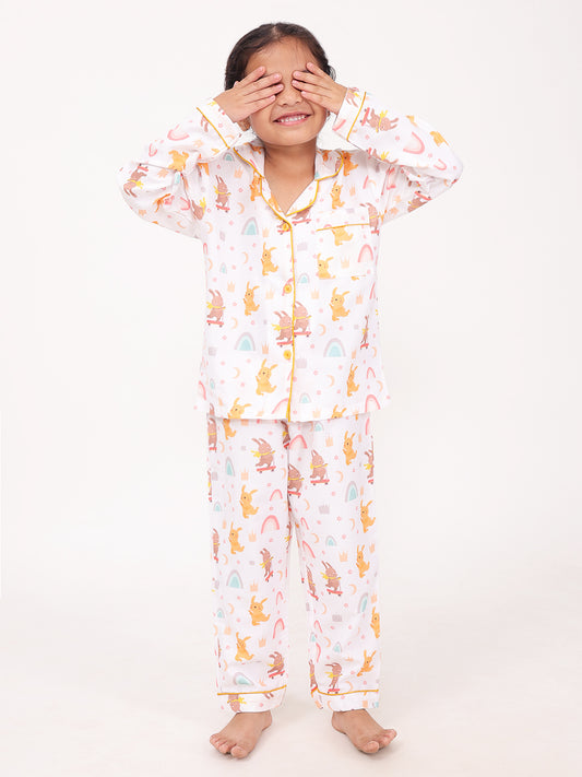 Biglilpeople Unisex Rayon Printed Full Sleeves Night Suit