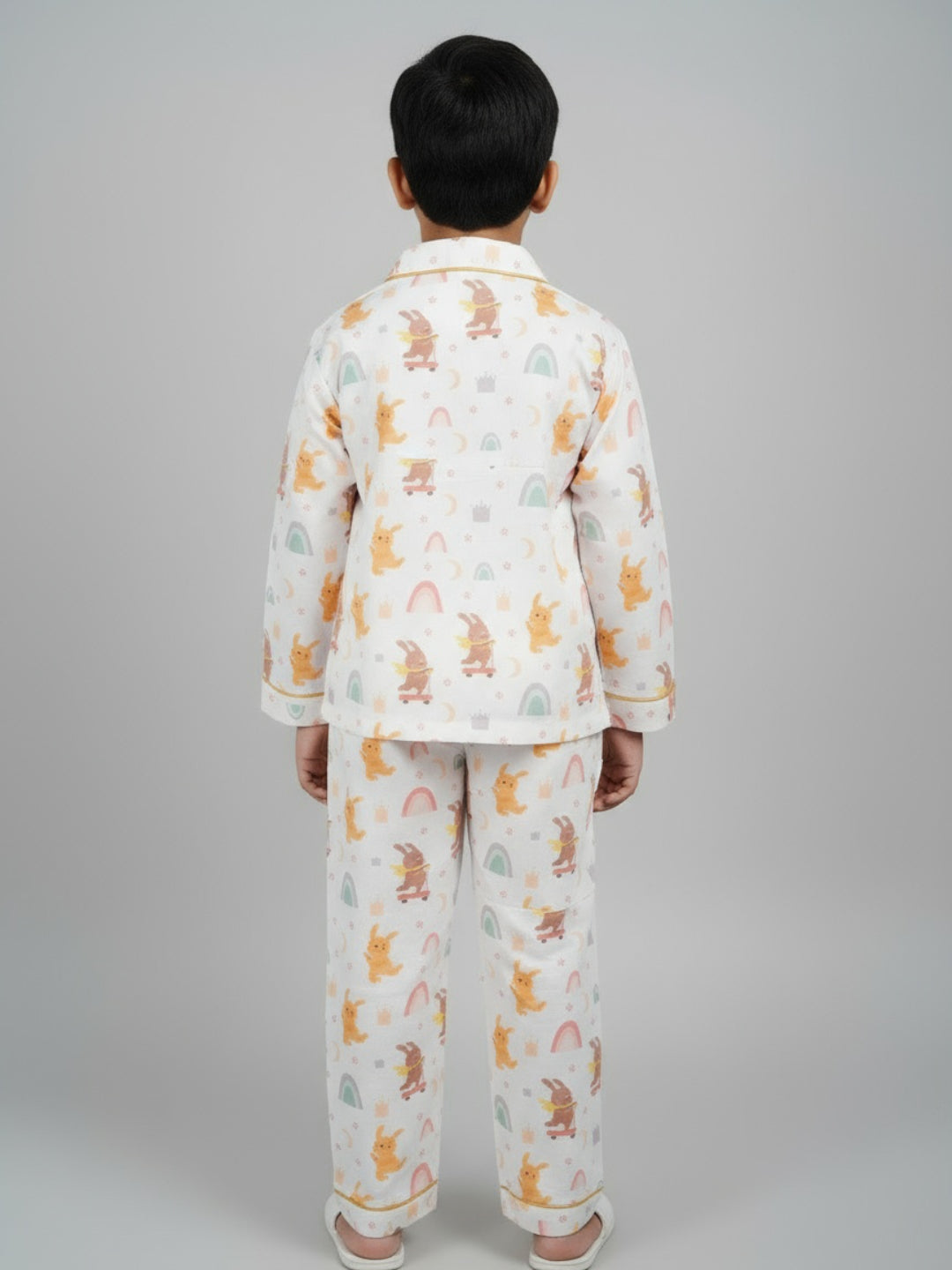 Biglilpeople Unisex Rayon Printed Full Sleeves Night Suit