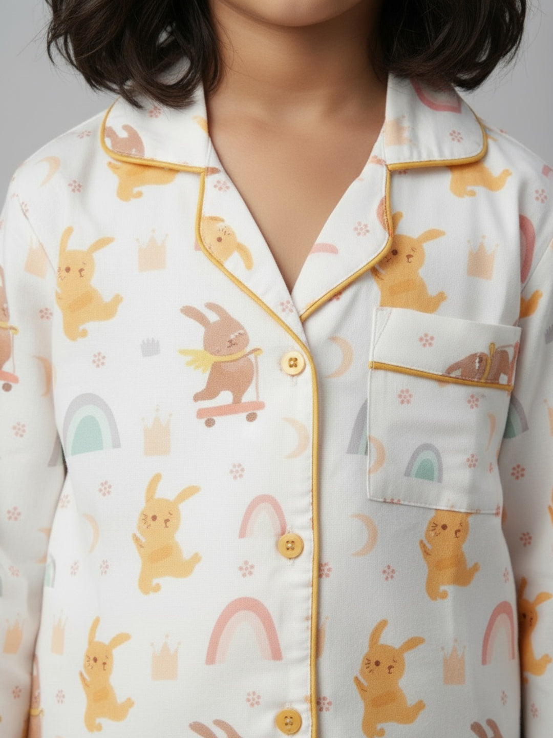 Biglilpeople Unisex Rayon Printed Full Sleeves Night Suit