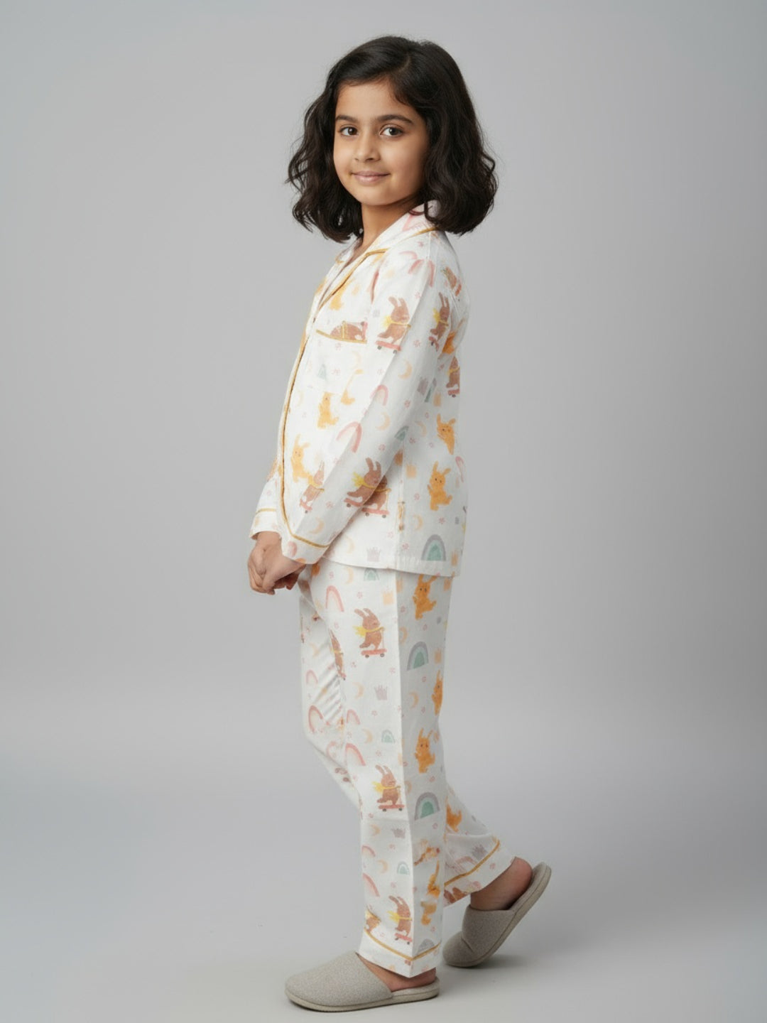 Biglilpeople Unisex Rayon Printed Full Sleeves Night Suit