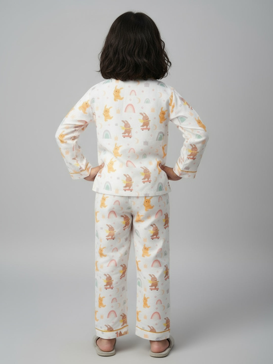 Biglilpeople Unisex Rayon Printed Full Sleeves Night Suit