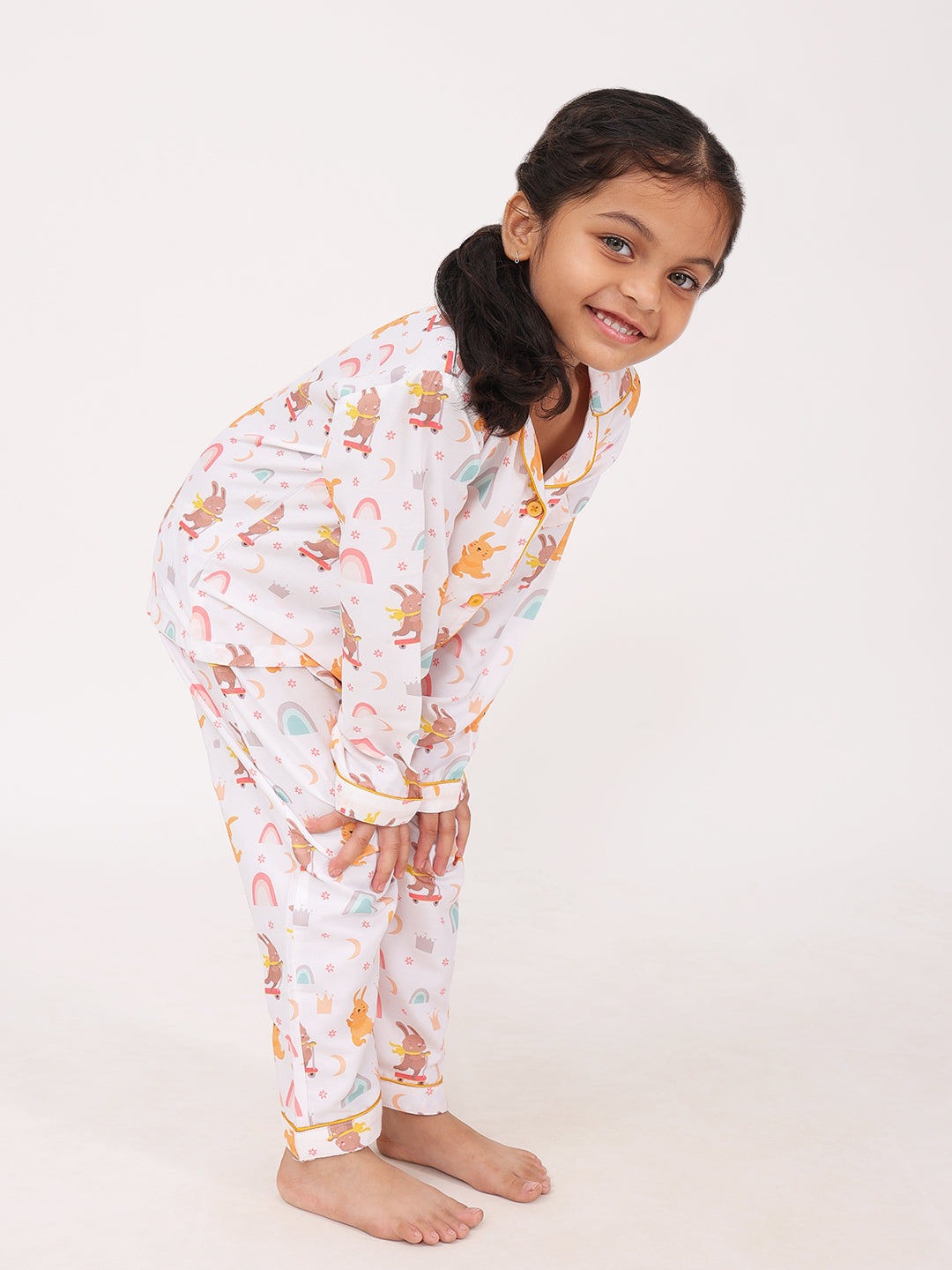 Biglilpeople Unisex Rayon Printed Full Sleeves Night Suit