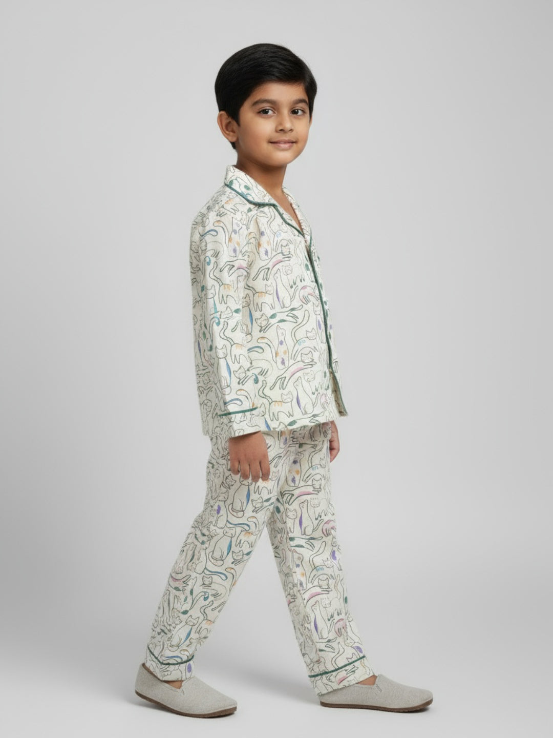 Biglilpeople Unisex Rayon Printed Full Sleeves Night Suit