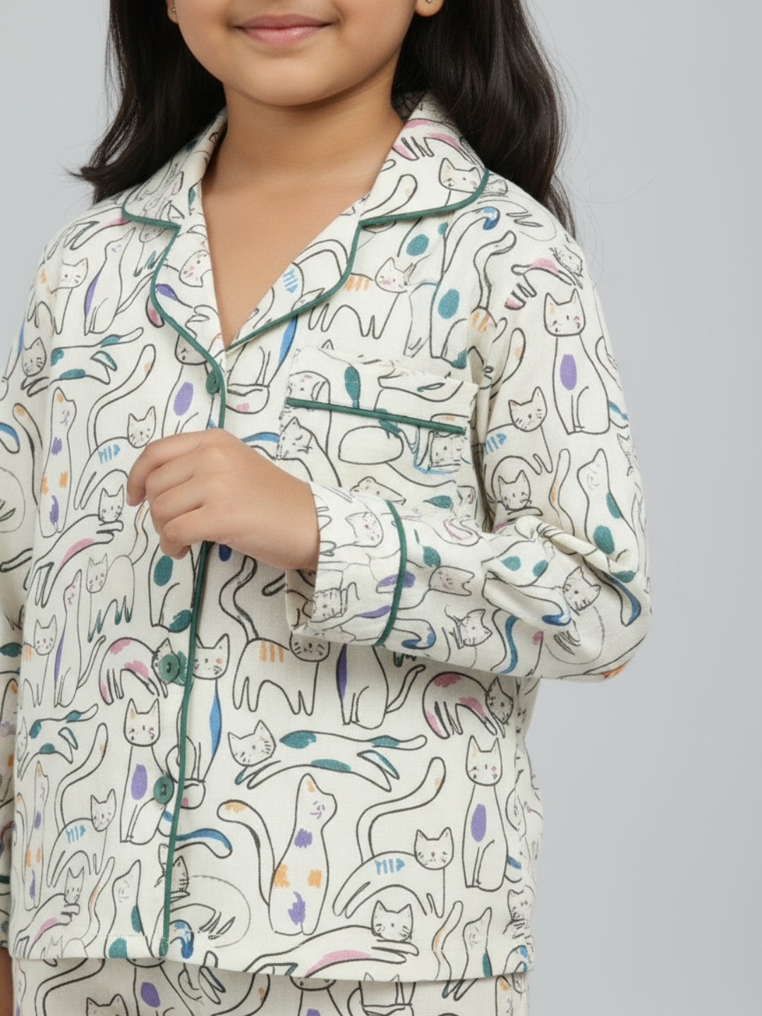 Biglilpeople Unisex Rayon Printed Full Sleeves Night Suit