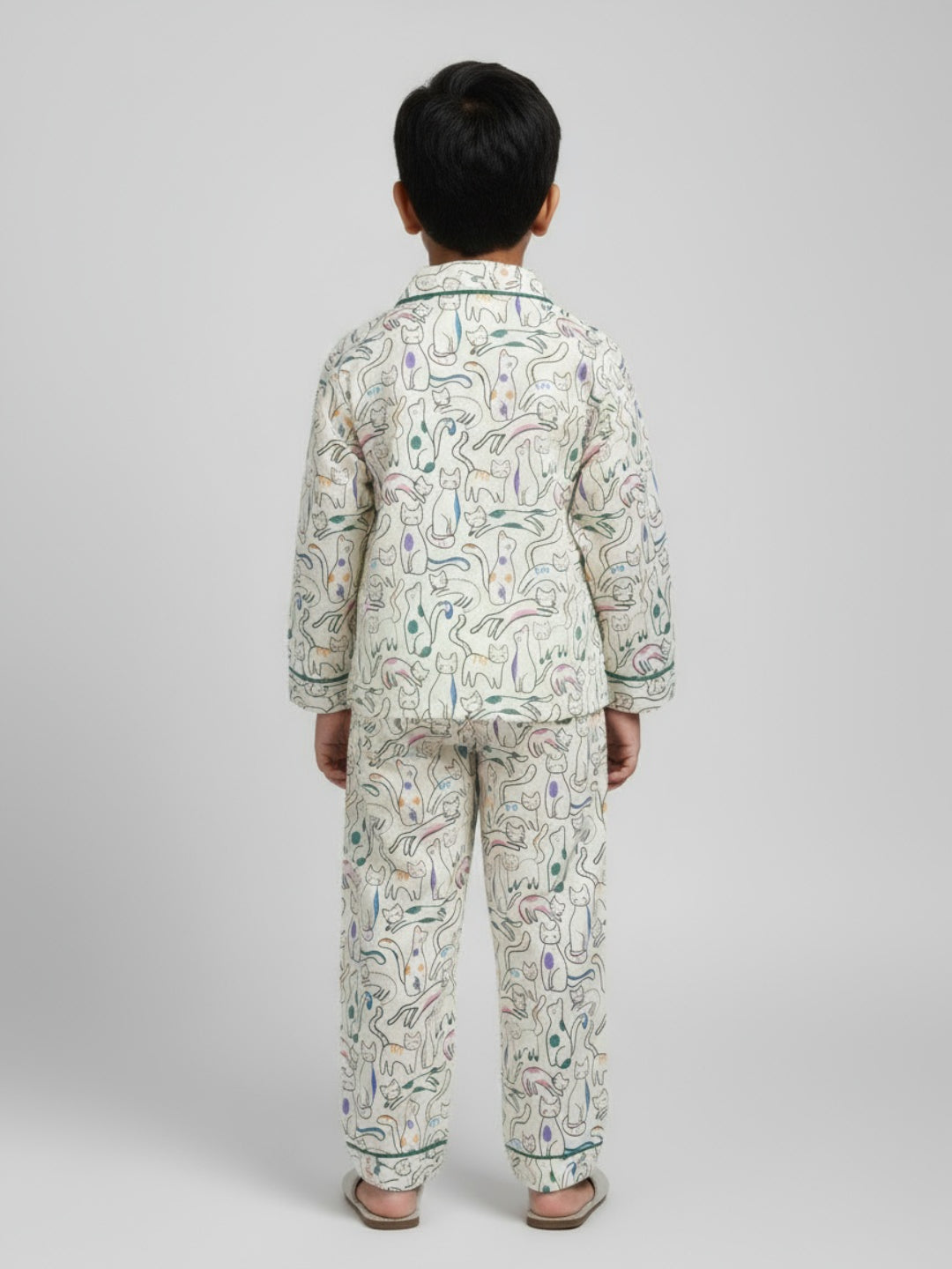 Biglilpeople Unisex Rayon Printed Full Sleeves Night Suit