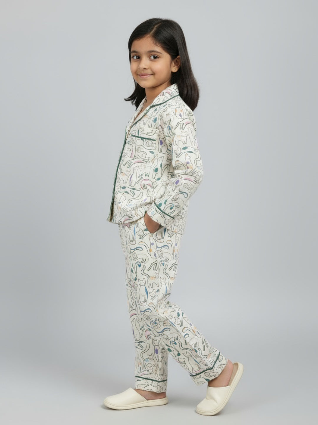 Biglilpeople Unisex Rayon Printed Full Sleeves Night Suit