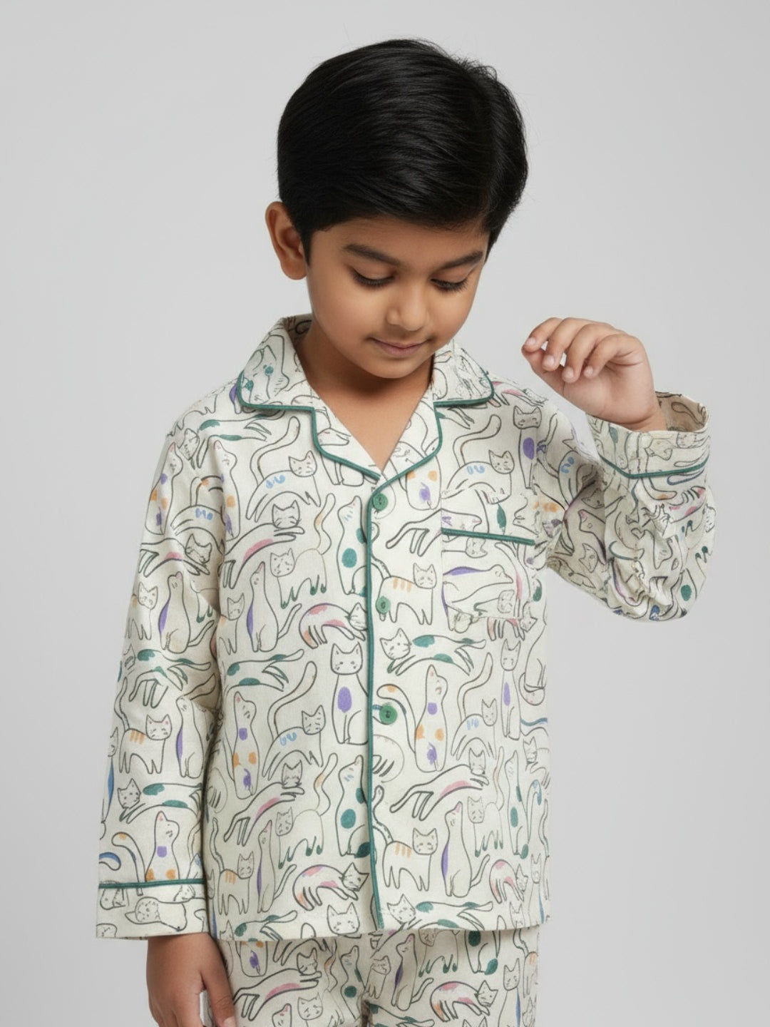 Biglilpeople Unisex Rayon Printed Full Sleeves Night Suit