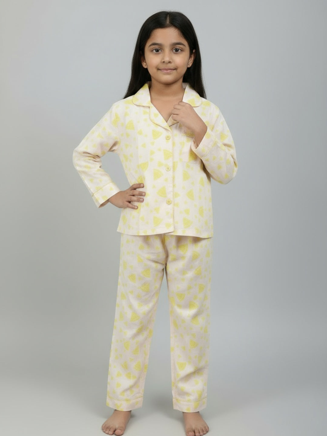 Biglilpeople Girls Printed Shirt and Pyjama Night Set