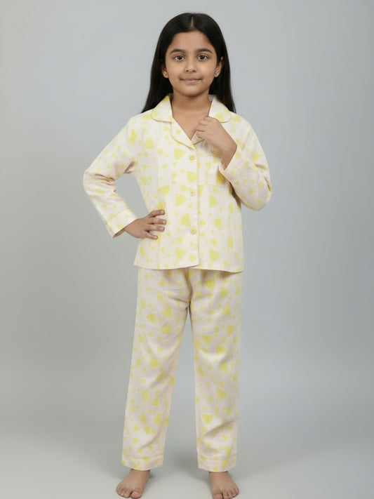 Biglilpeople Girls Printed Shirt and Pyjama Night Set