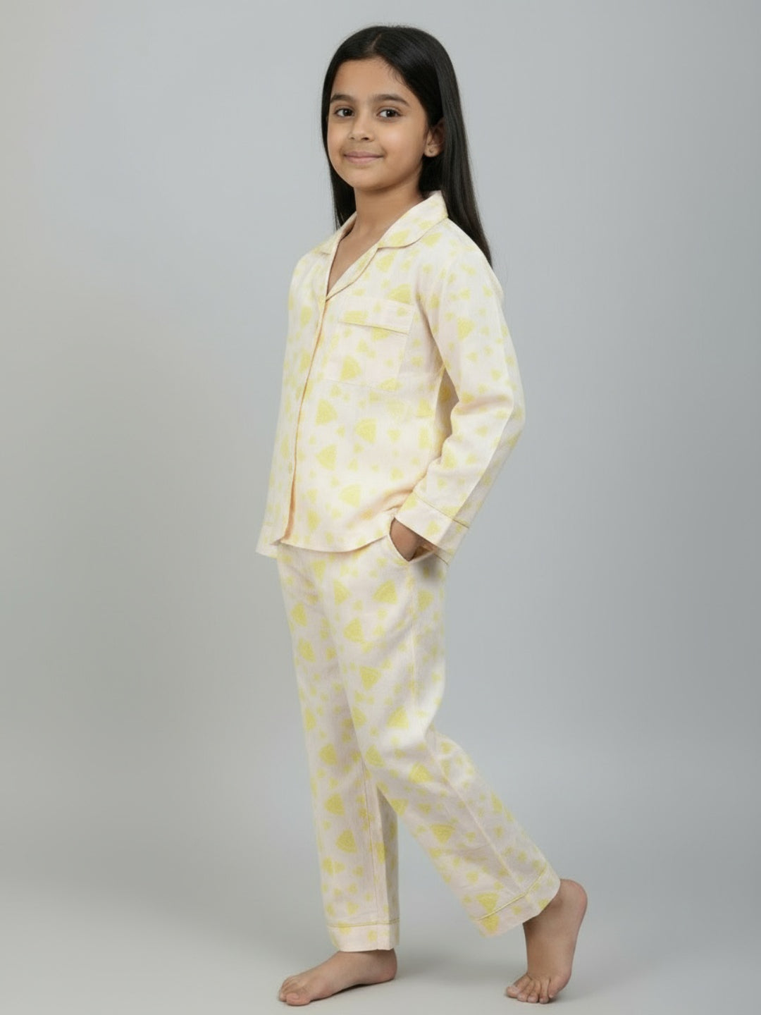 Biglilpeople Girls Printed Shirt and Pyjama Night Set