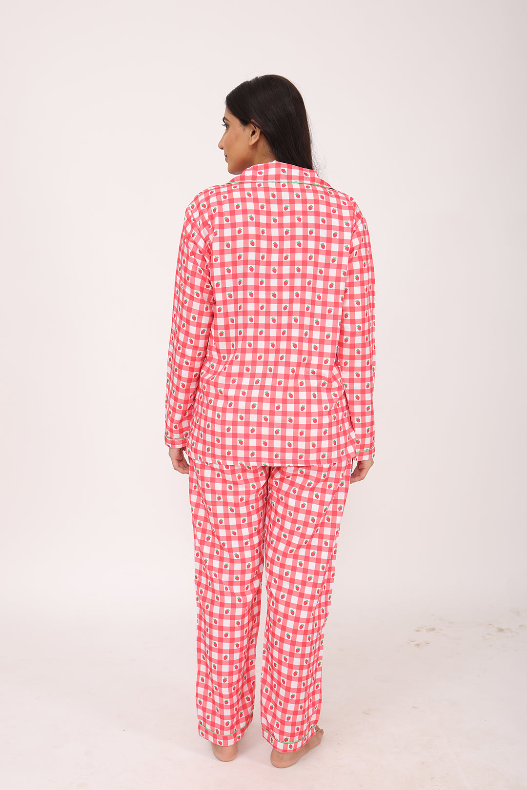 Biglilpeople Women's Checked Long Sleeves Shirt & Pyjama Set