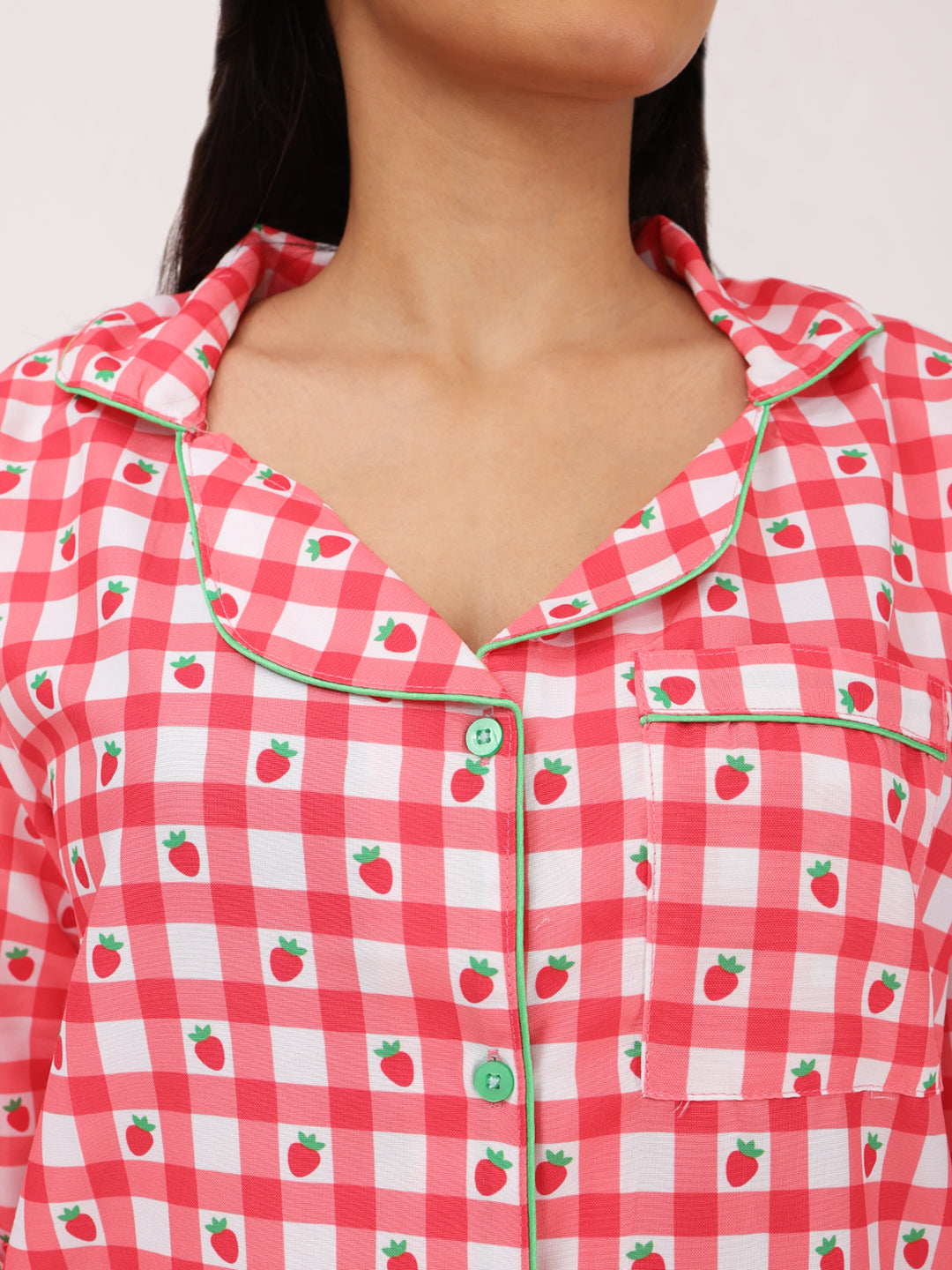 Biglilpeople Women's Checked Long Sleeves Shirt & Pyjama Set