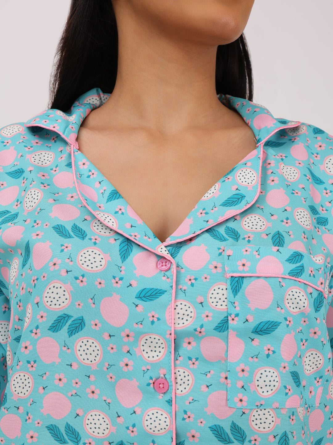 Biglilpeople Women's Floral Print Long Sleeves Shirt & Pyjama Set