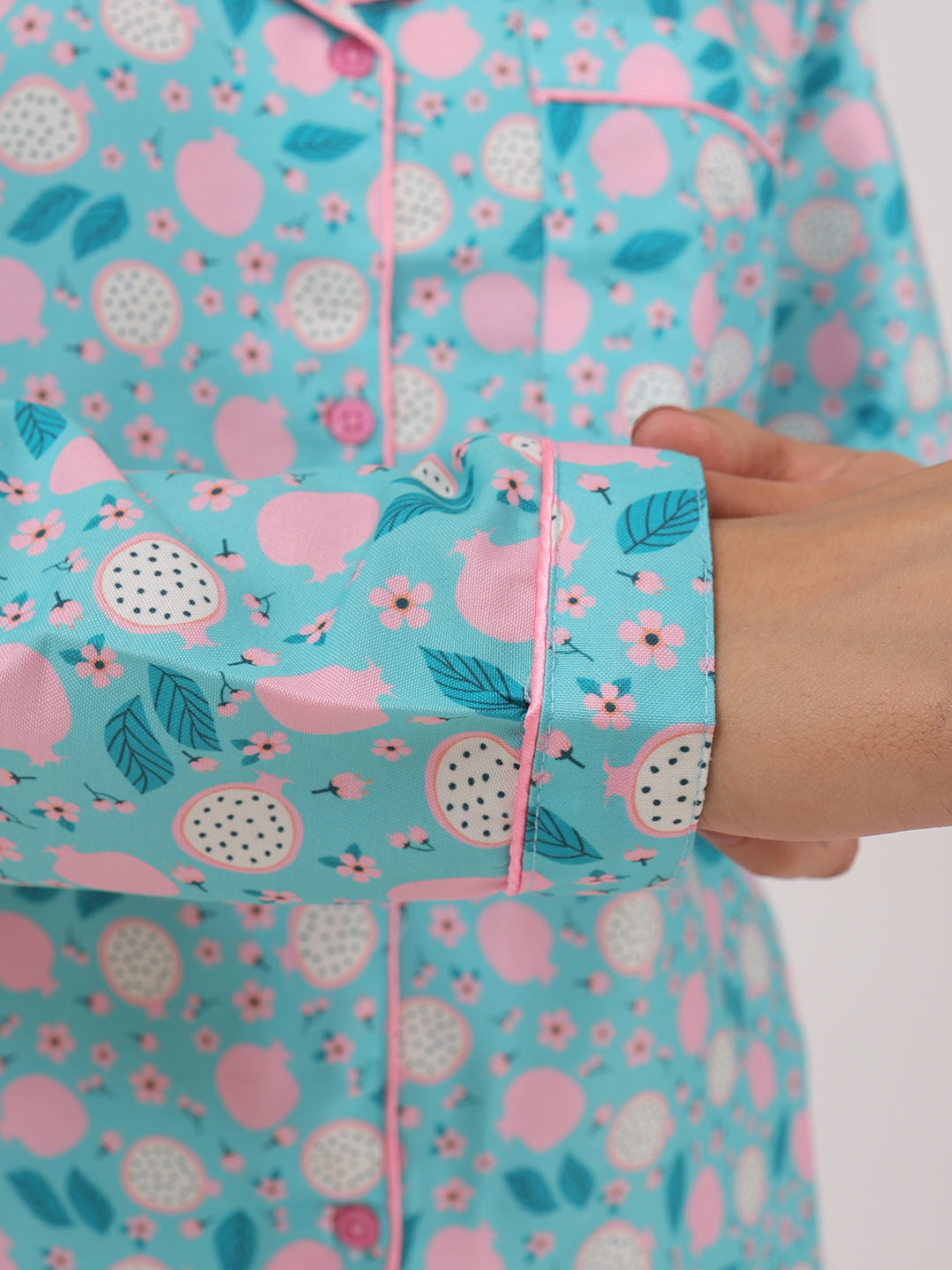 Conjunto de camisa y pijama de manga larga con estampado floral para mujer Biglilpeople