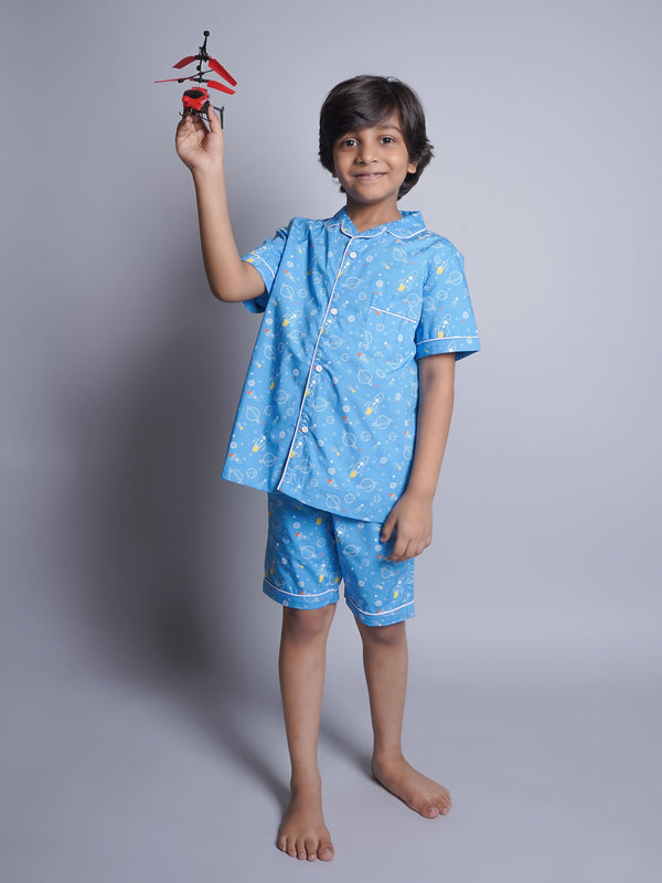 Pijamas Estampadas de Manga Corta Para Niños y Niñas