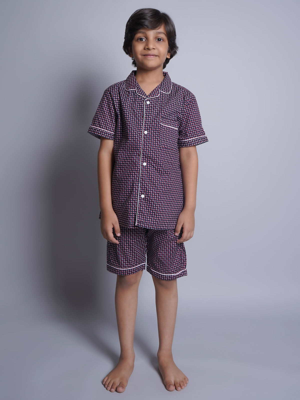 Printed Half Sleeves Night Suits For Boys