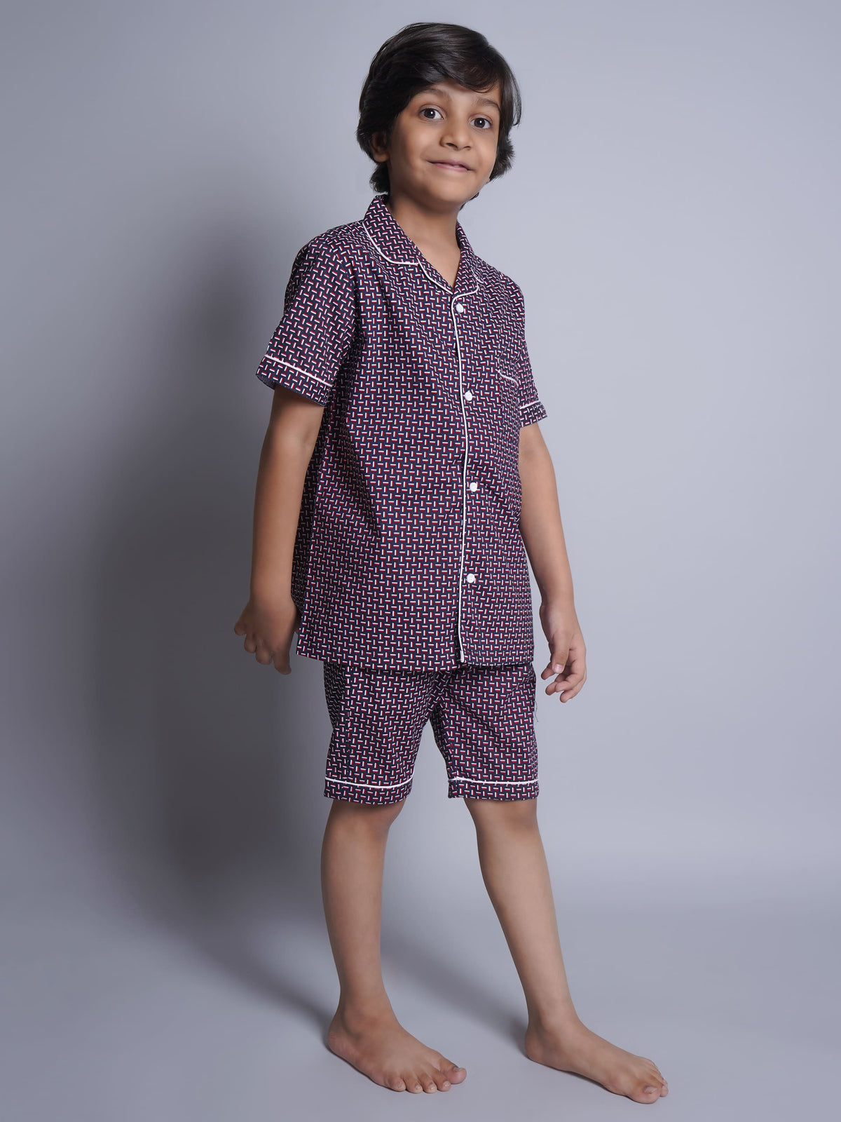 Printed Half Sleeves Night Suits For Boys