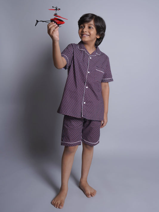 Boys Printed Half Sleeves Night Suit