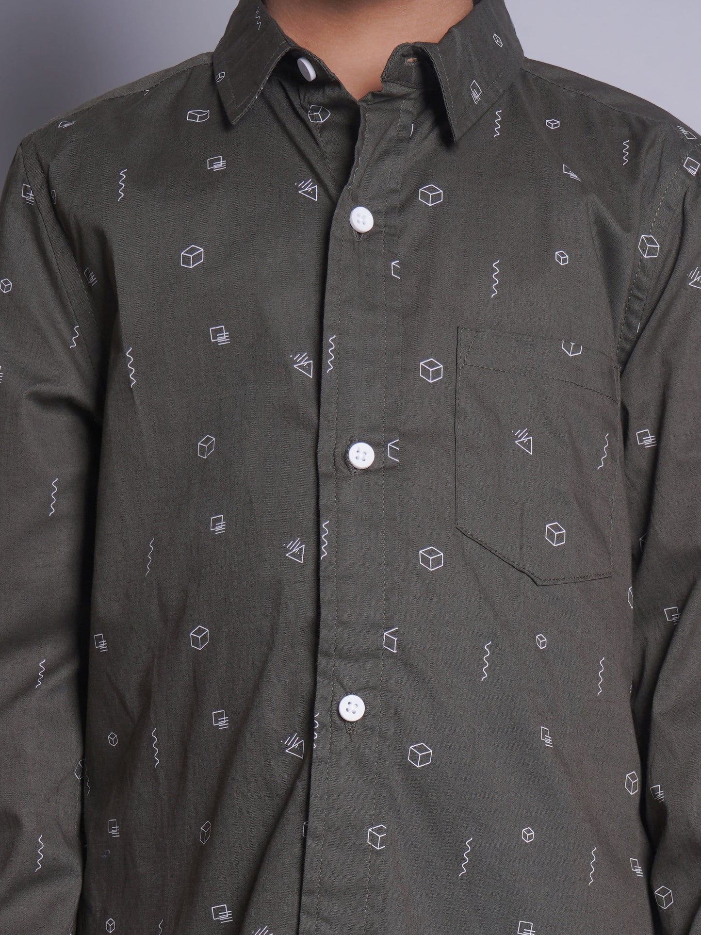 Brown Printed Full Sleeve Casual Shirt