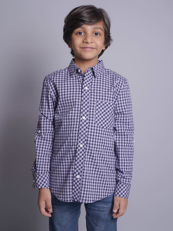 Camisa informal de manga larga a cuadros azules