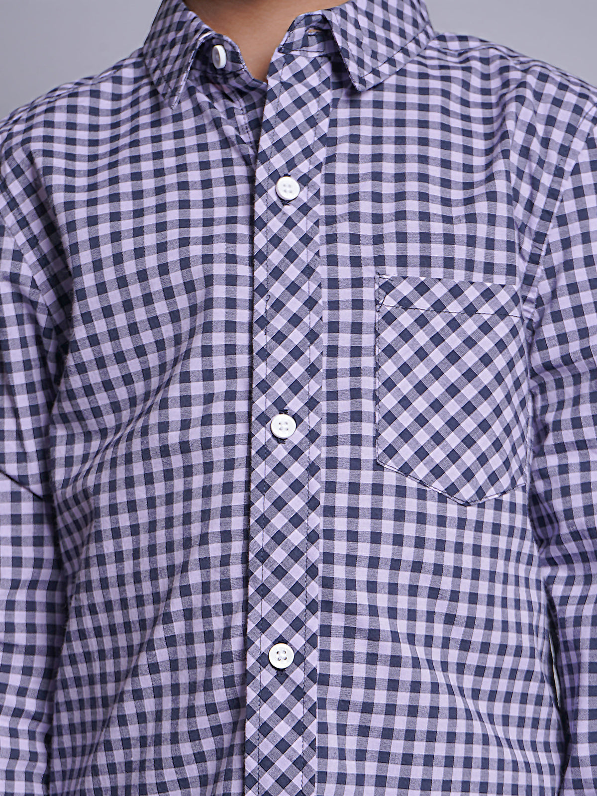 Camisa informal de manga larga a cuadros azules