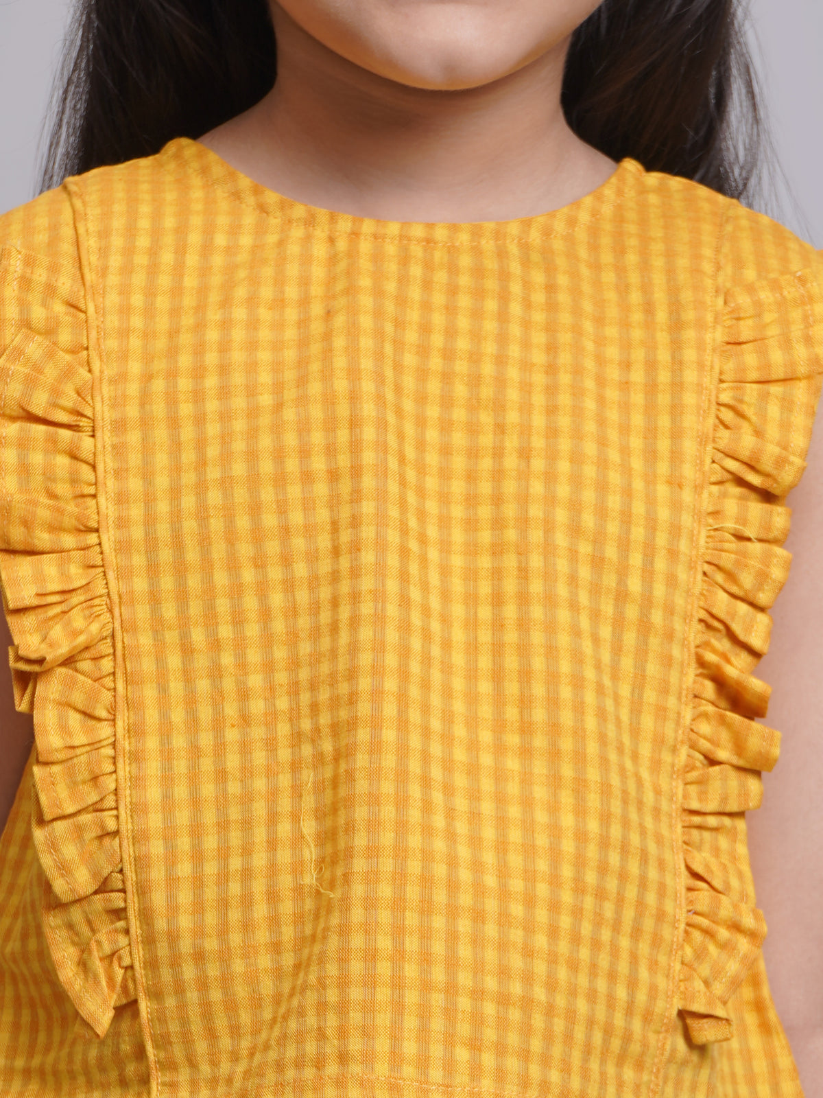 Conjunto de Lehenga Choli sin Mangas Amarillo para Niñas