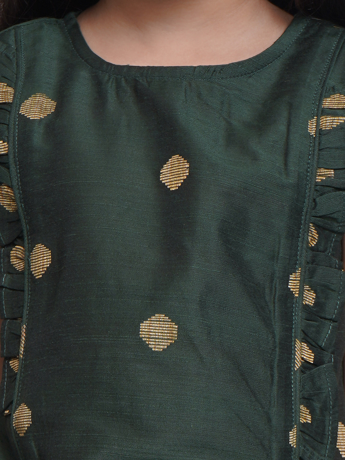 Conjunto Lehenga Choli sin Mangas Verde para Niñas