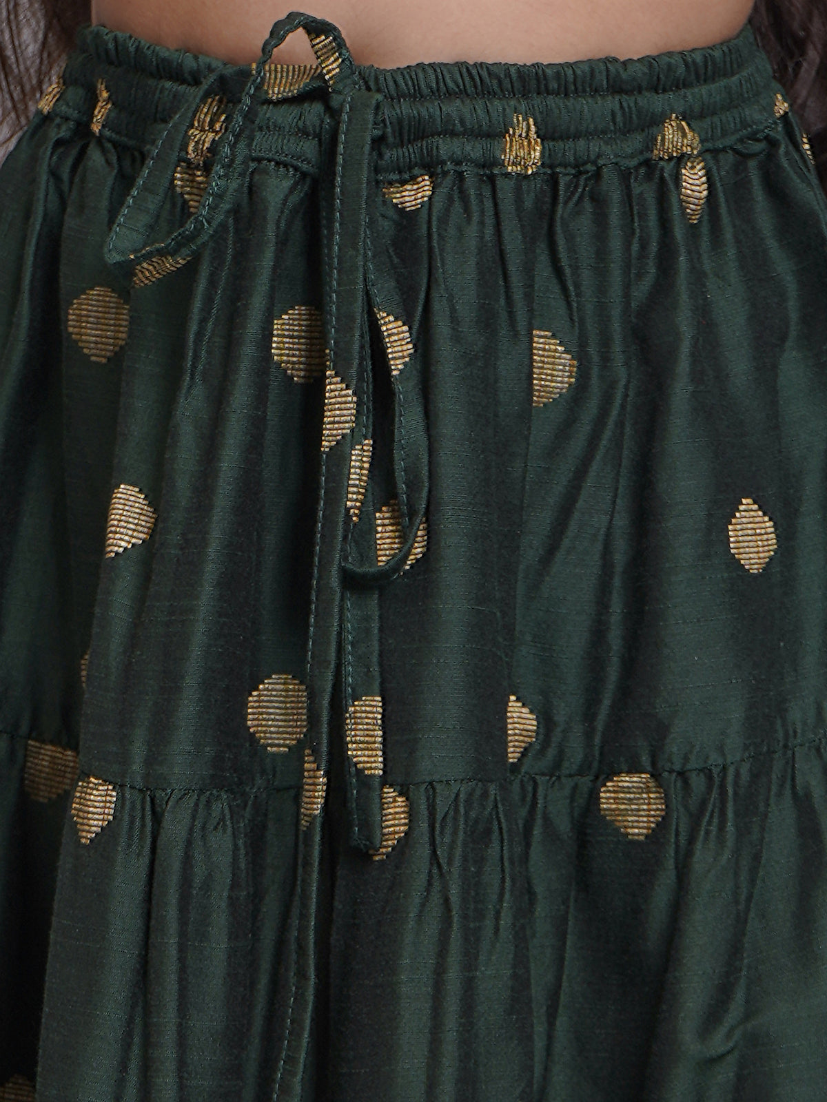 Conjunto Lehenga Choli sin Mangas Verde para Niñas