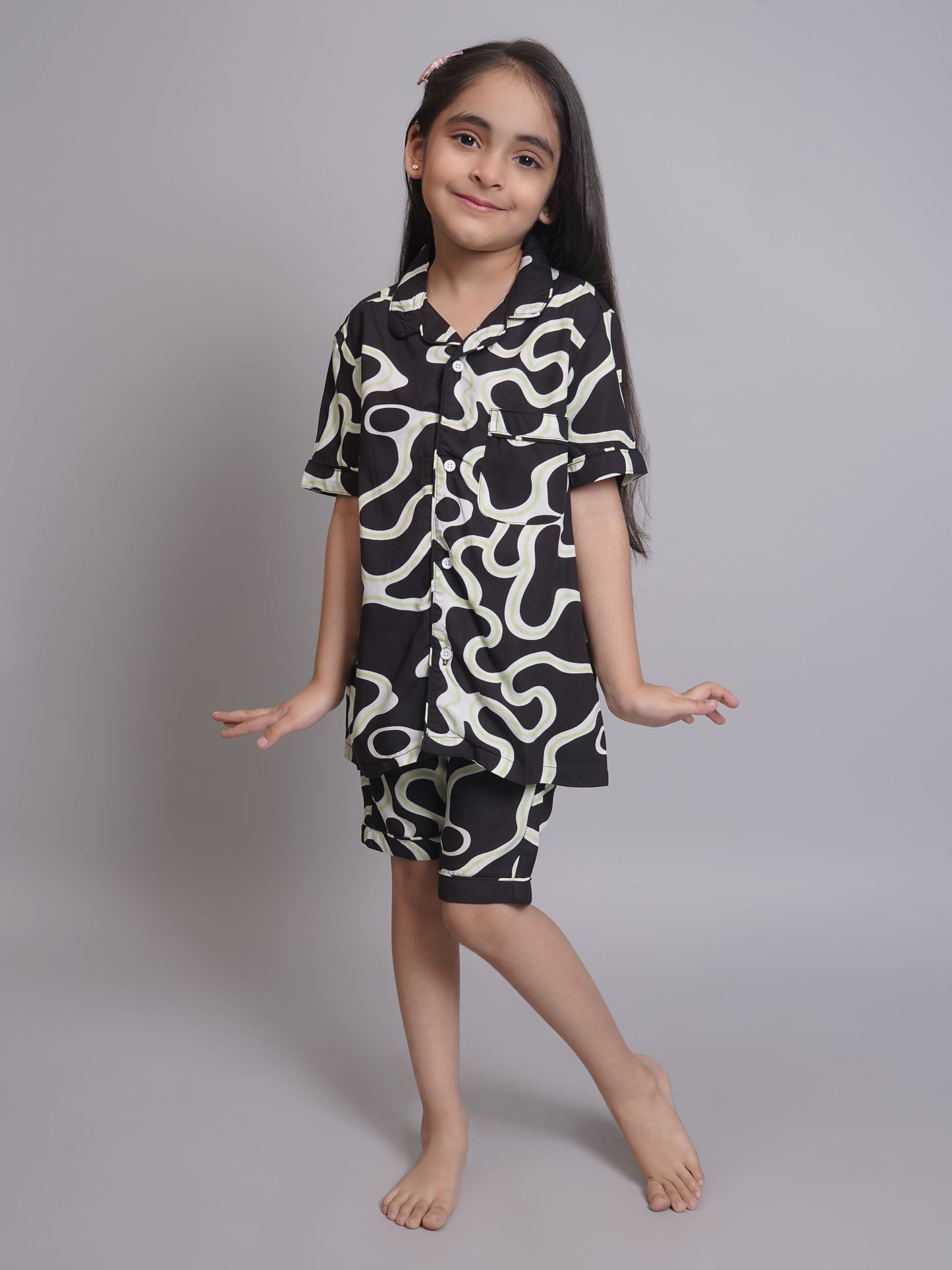 Abstract Printed Nightsuit for Girls