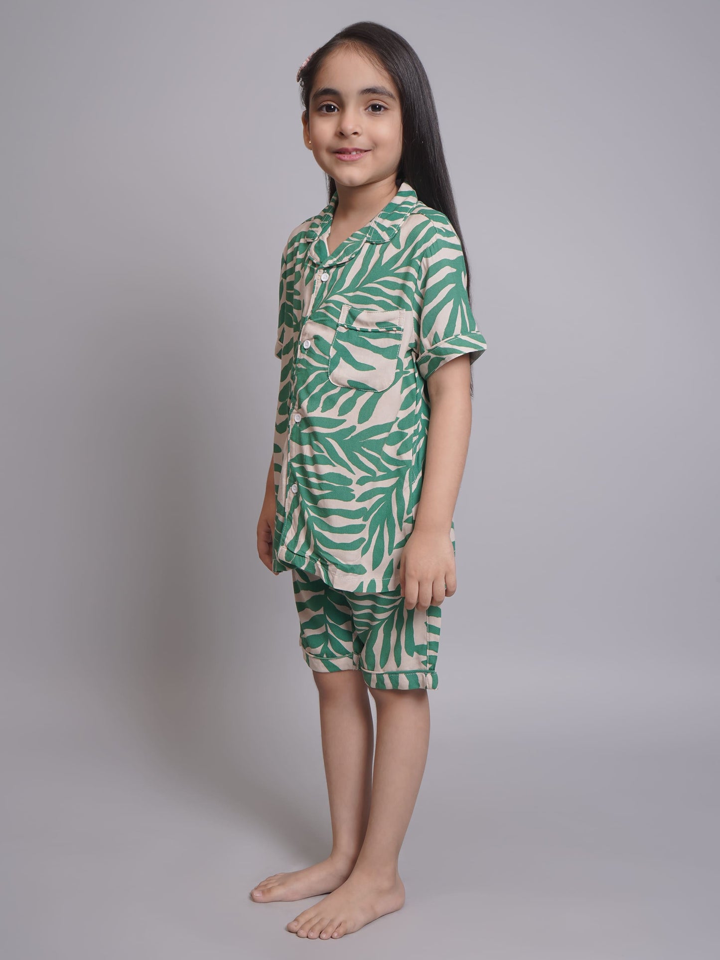 Leaf Printed Nightsuit for Girls