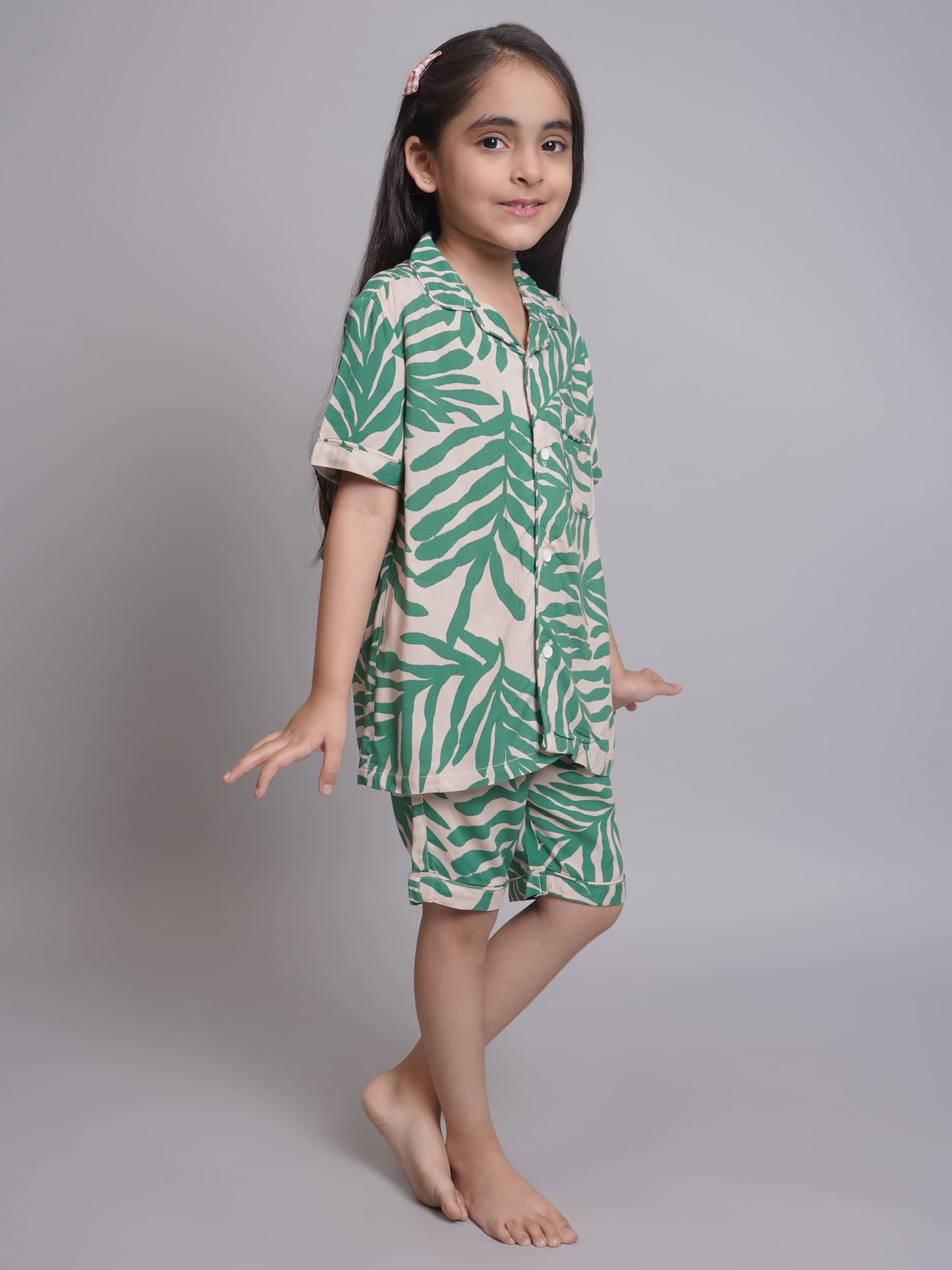 Leaf Printed Nightsuit for Girls