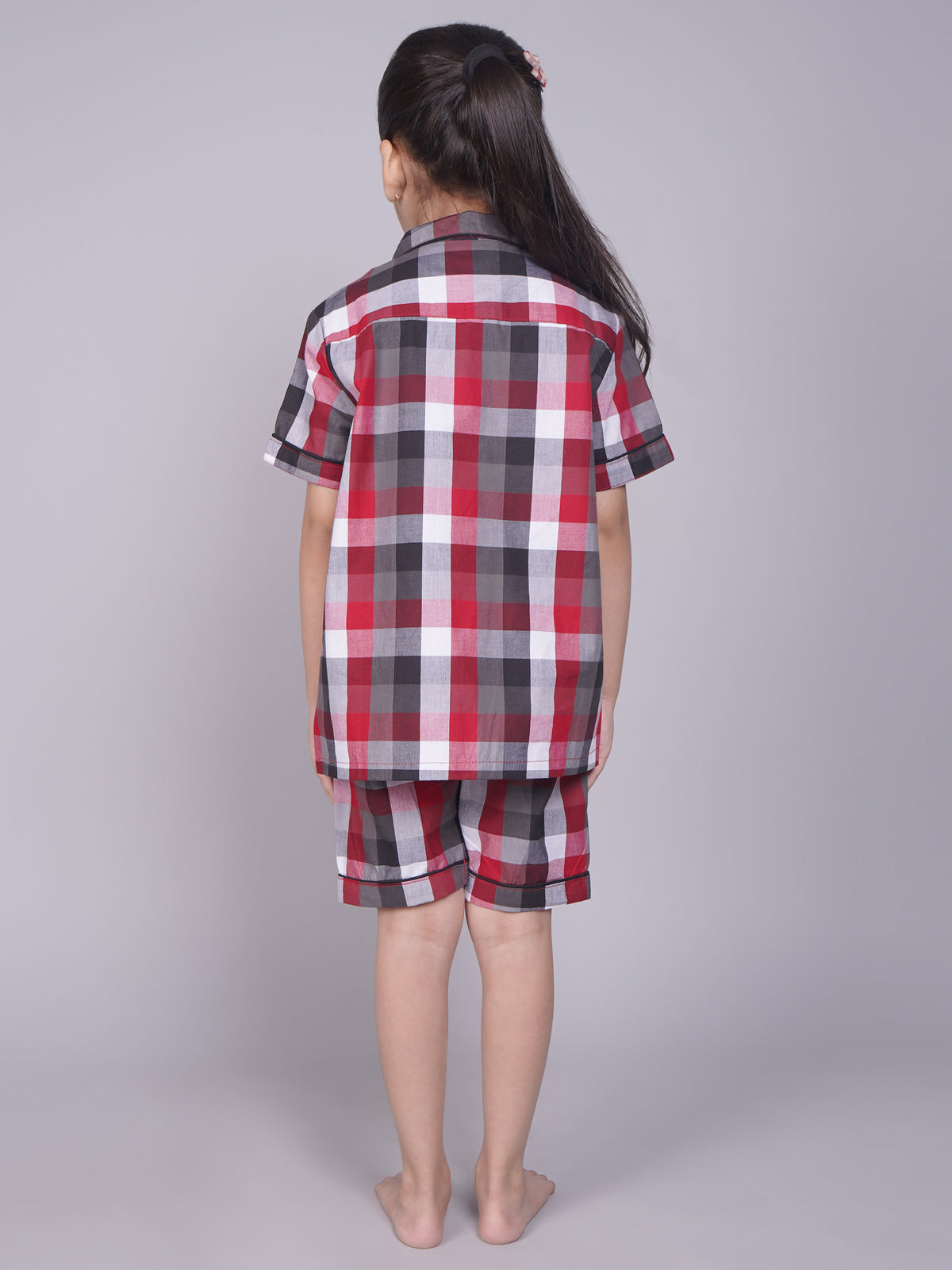Pijamas a Cuadros de Manga Corta Para Niños y Niñas