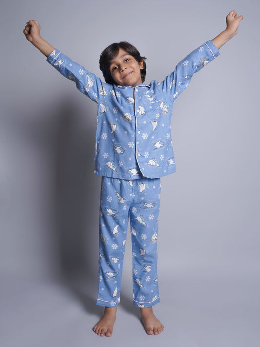 Snow Panda Printed Night Suit For Boys and Girls