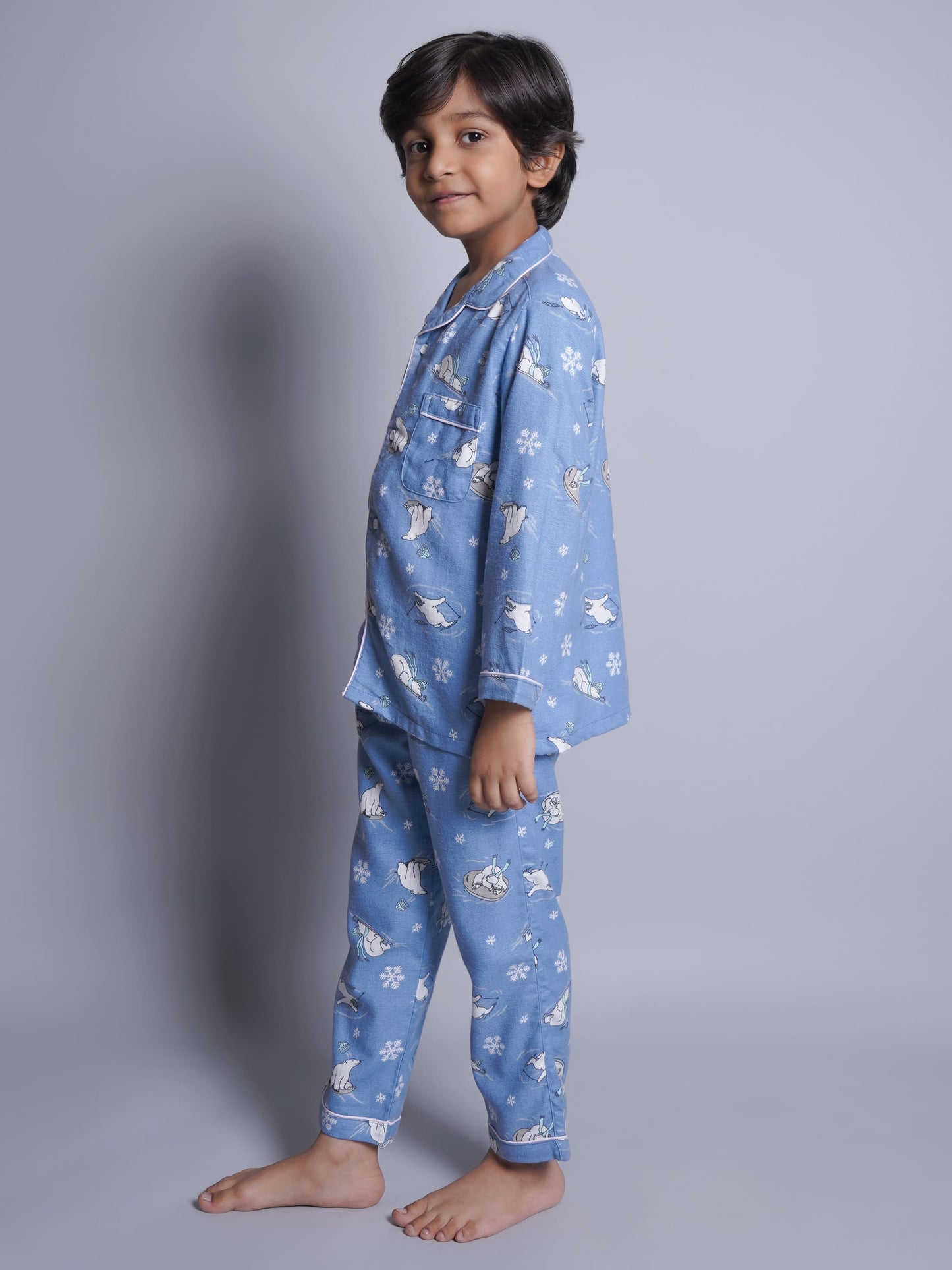 Snow Panda Printed Night Suit For Boys and Girls