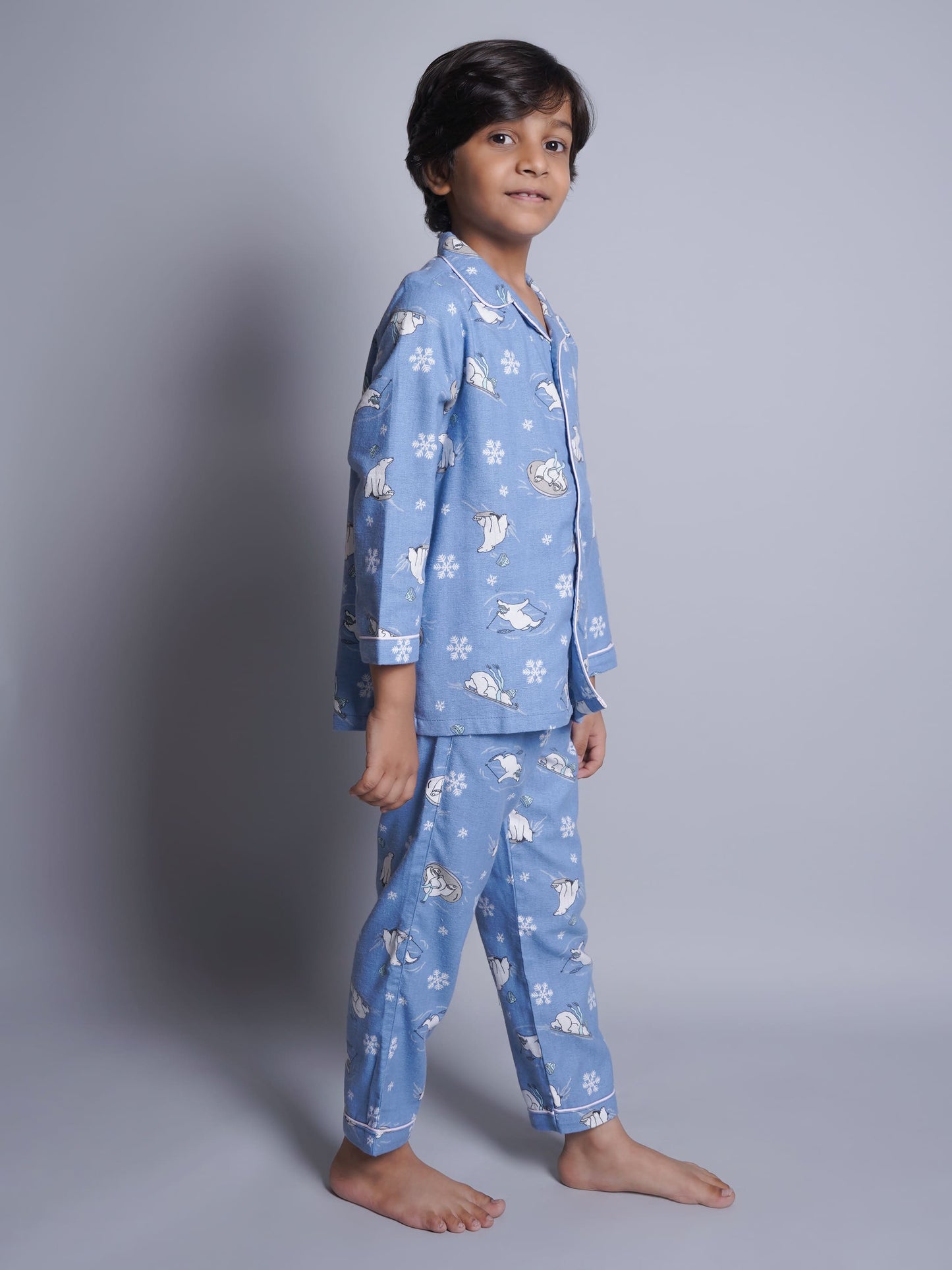 Snow Panda Printed Night Suit For Boys and Girls