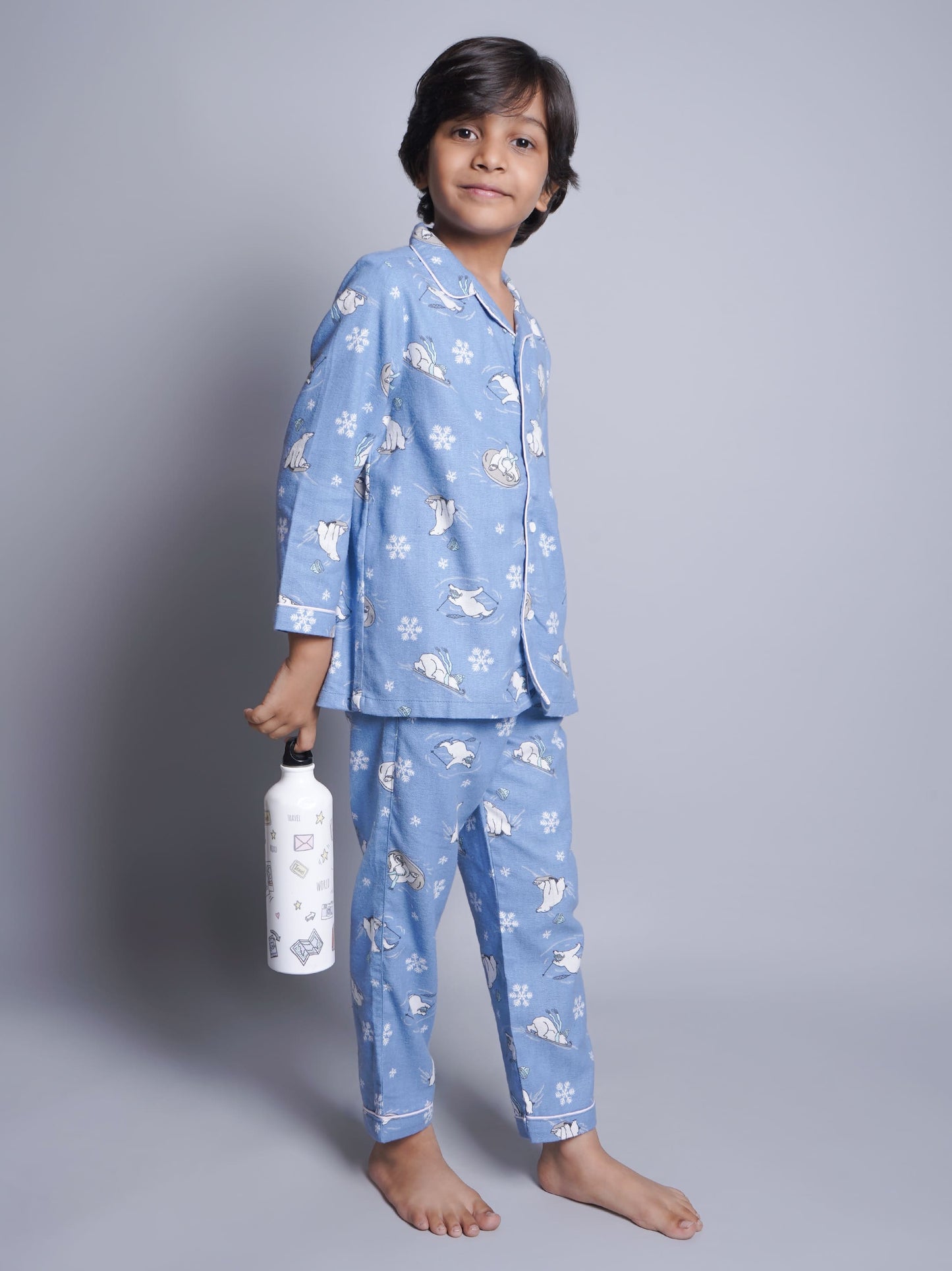 Snow Panda Printed Night Suit For Boys and Girls