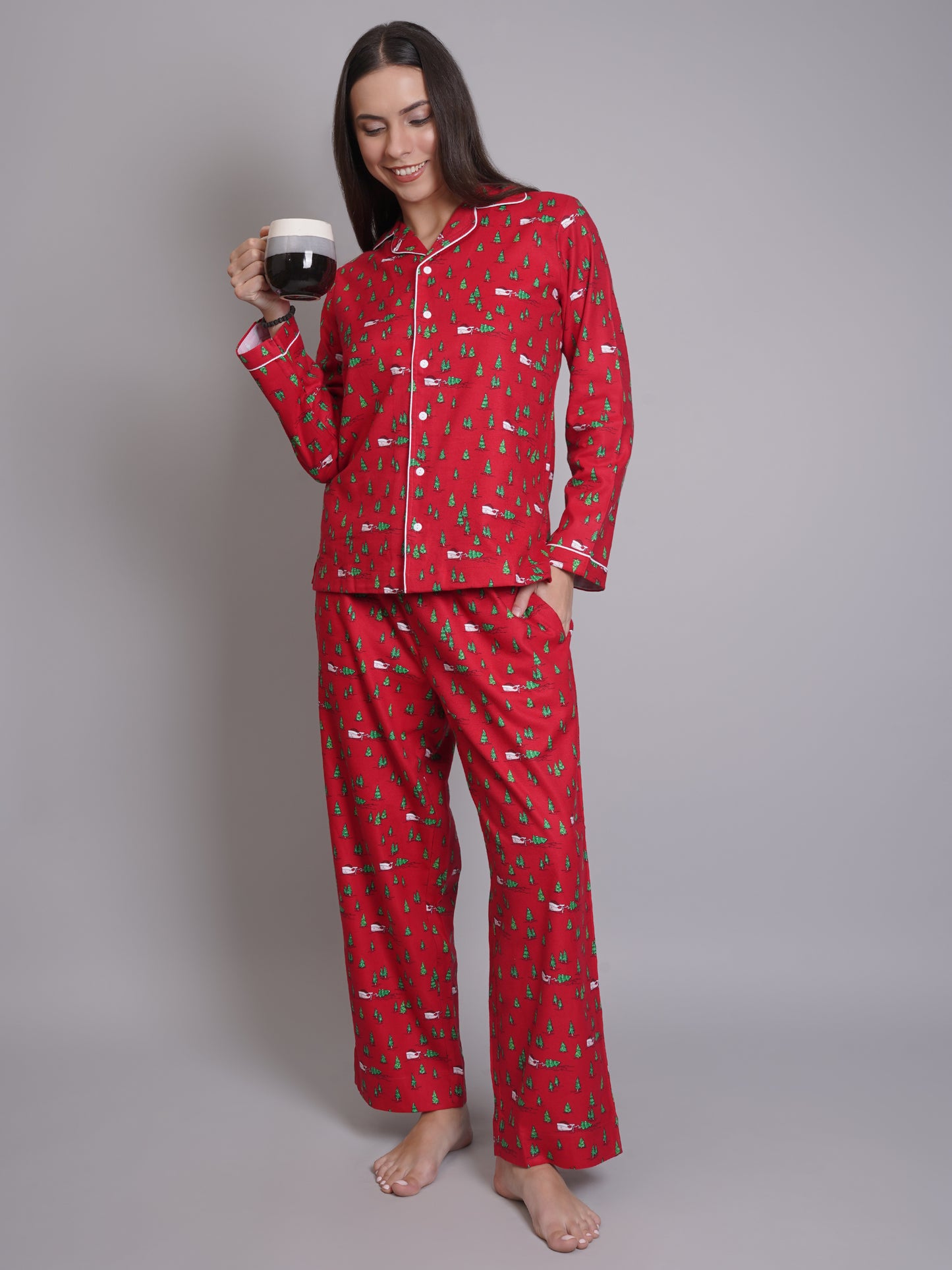 Pijamas estampadas de manga larga para mujer