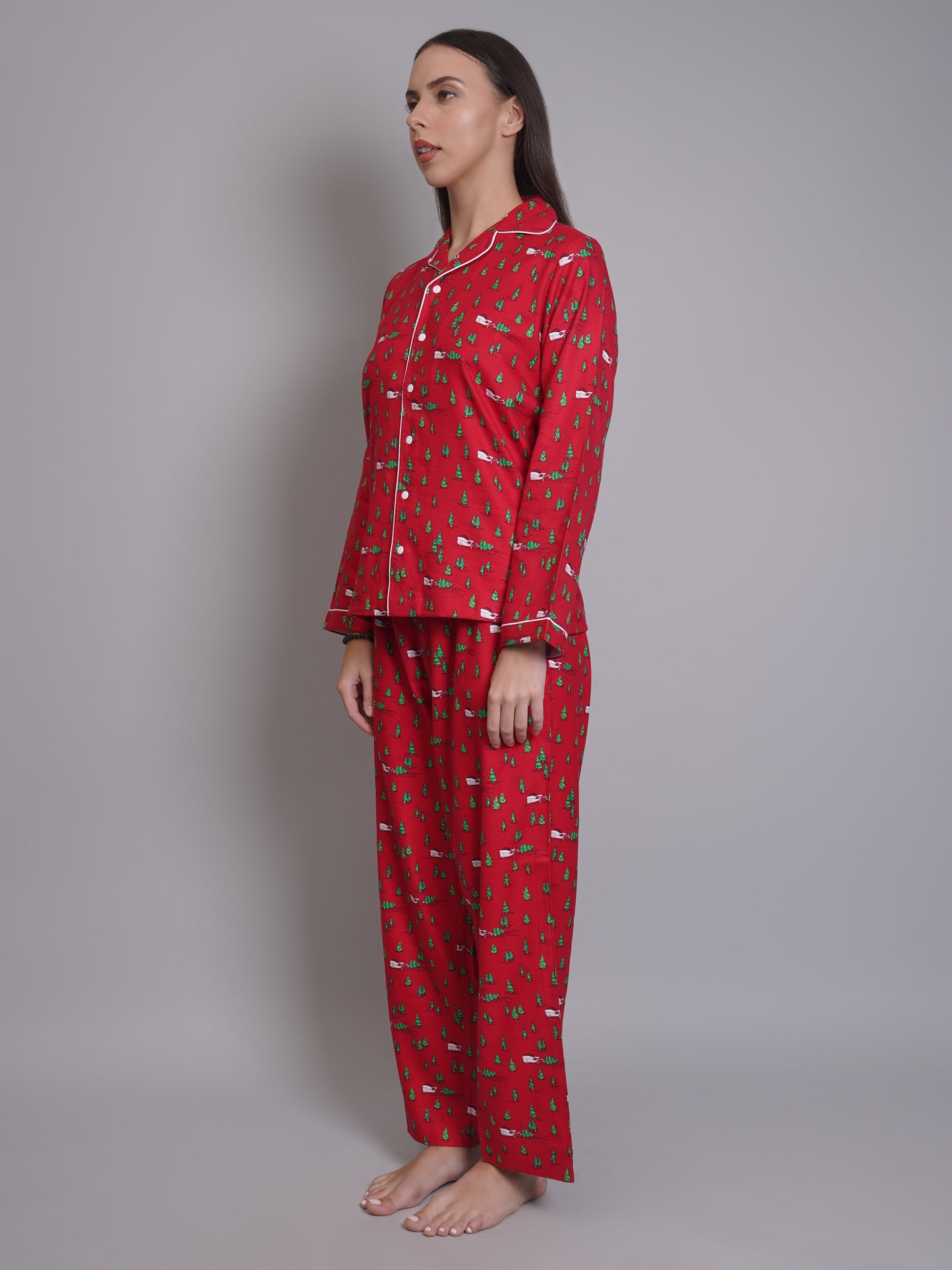 Pijamas estampadas de manga larga para mujer