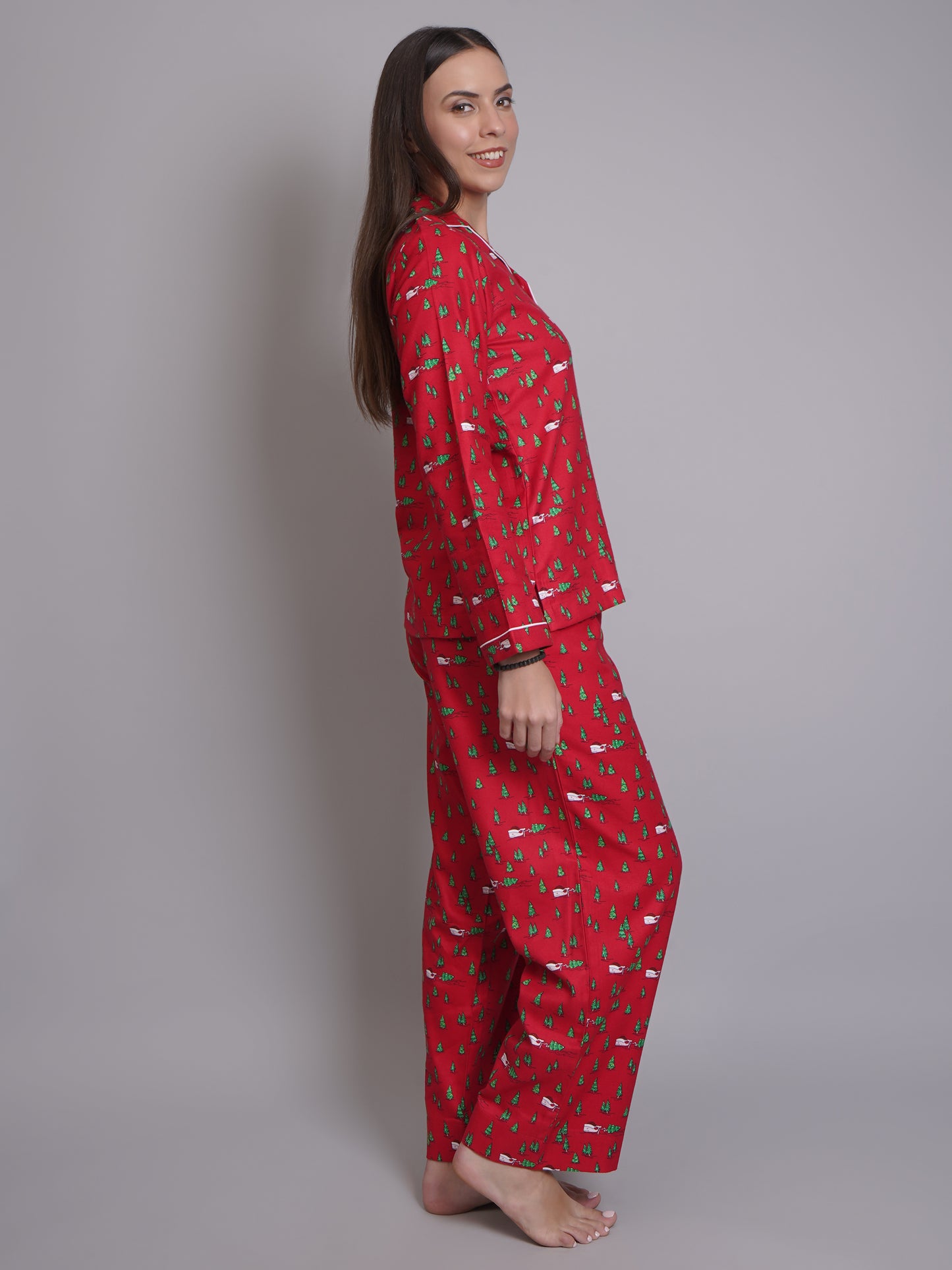 Pijamas estampadas de manga larga para mujer