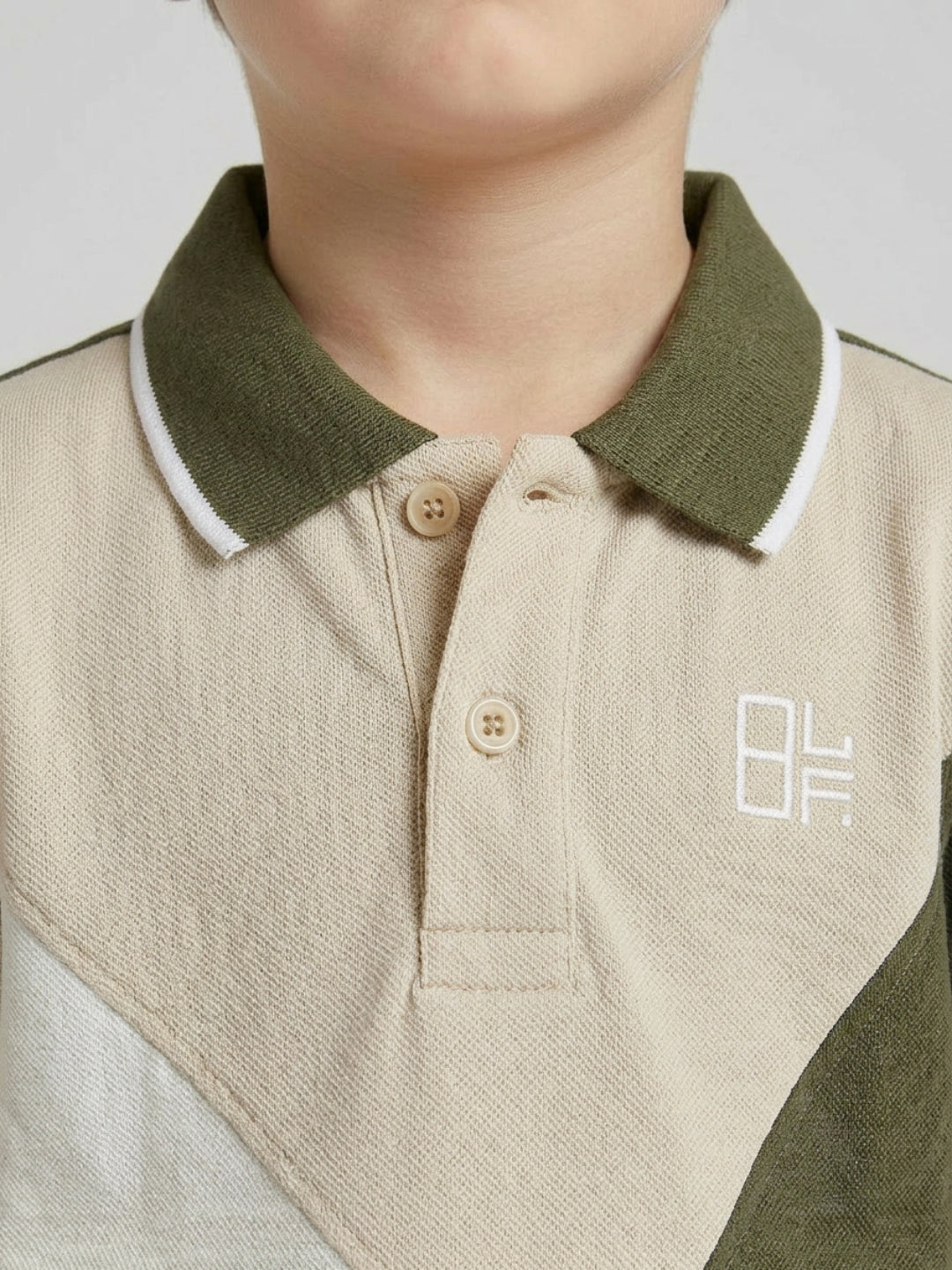 Boys Pure Cotton Tricolors Pique Polo T Shirt (Olive, Peach & Off White)
